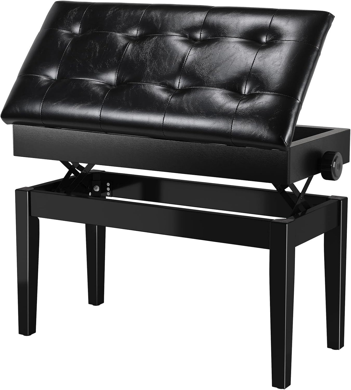 TLGREEN Klavierbank Höhenverstellbar, mit Polsterung und Stauraum (Ergonomische Klavierbank für Erwachsene, 48-58CM Höhe), 150 kg Tragfähigkeit, PU-Leder, rutschfeste Füße