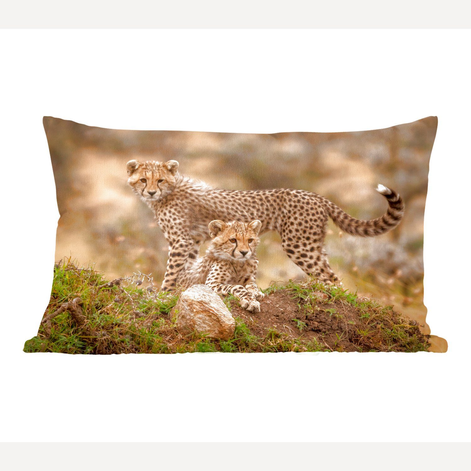 MuchoWow Dekokissen Leopard mit - Schlafzimmer Natur, Jungtier Dekoration, Wohzimmer Dekokissen Füllung, Zierkissen, 