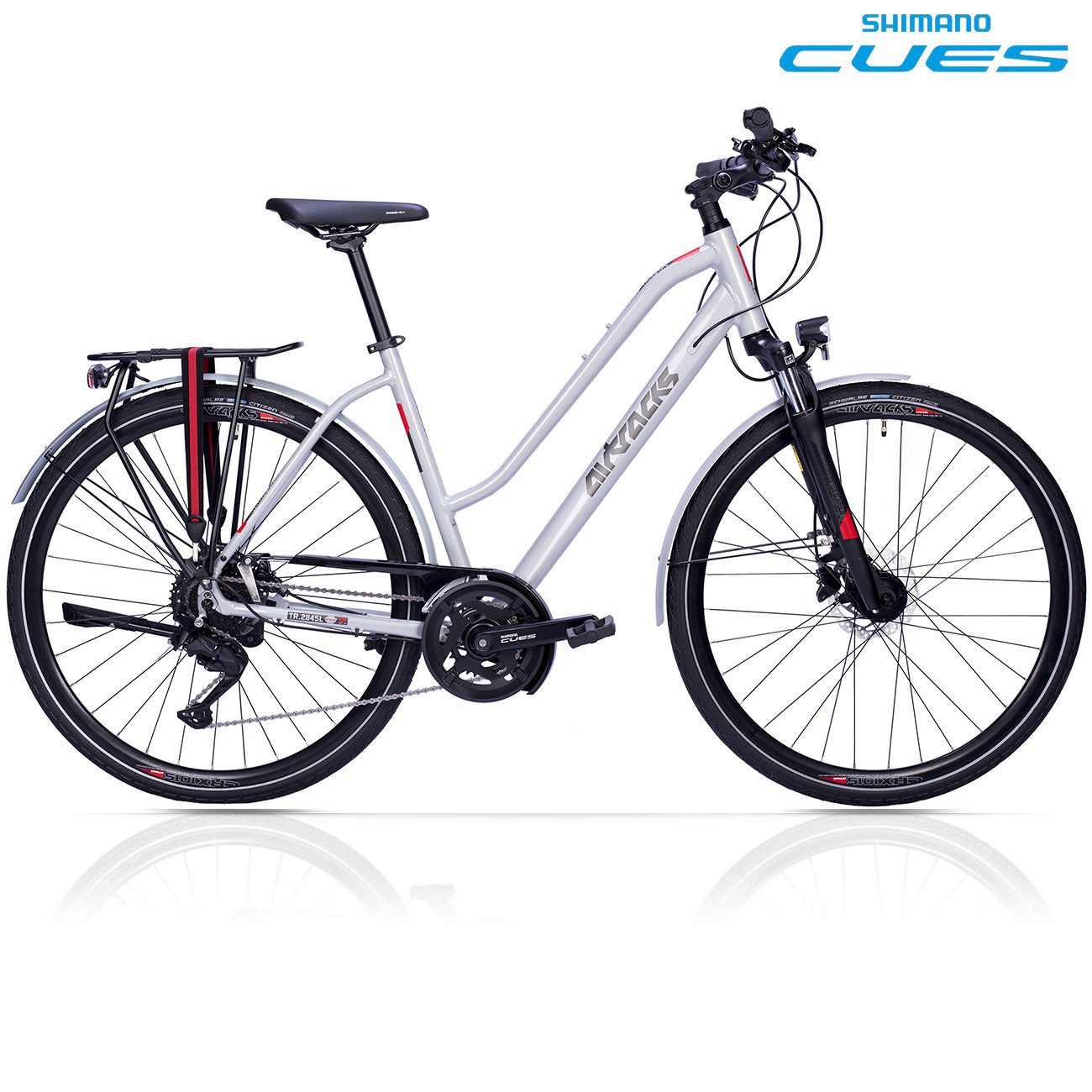 Airtracks Trekkingrad Damen Trekking Fahrrad 28 Zoll TR.2845L-C Trekkingrad, 18 Gang Shimano, Kettenschaltung, (NEW 2x9 Gang SHIMANO CUES RD-U3020 SHADOW), Silber - Rahmenhöhen 48 cm & 52 cm » Modeljahr 2026