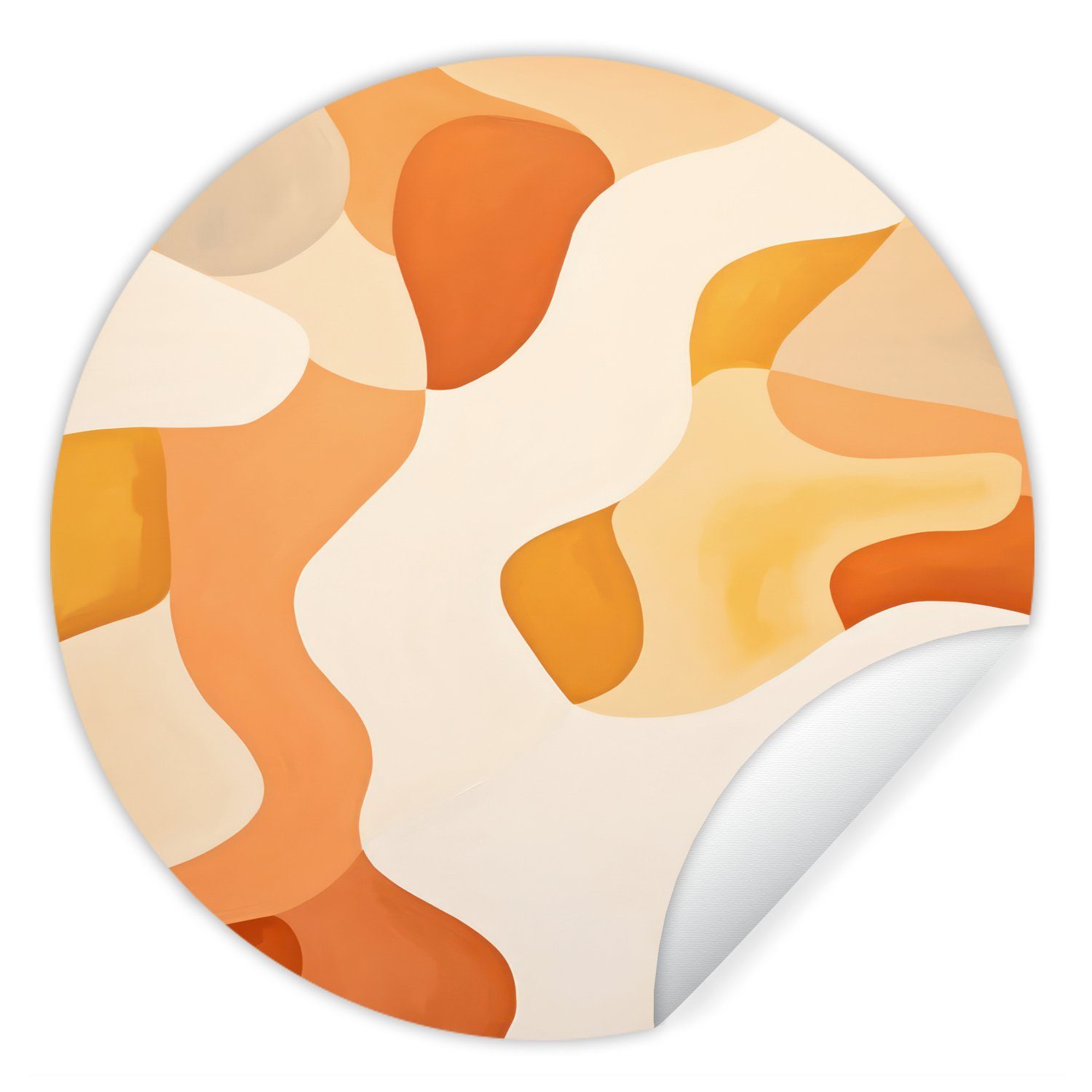 MuchoWow Wandsticker Orange - Abstrakt Tapetenaufkleber, für Kinderzimmer, Wohnzimmer Tapetenkreis Rund, (1 - St), Kunst