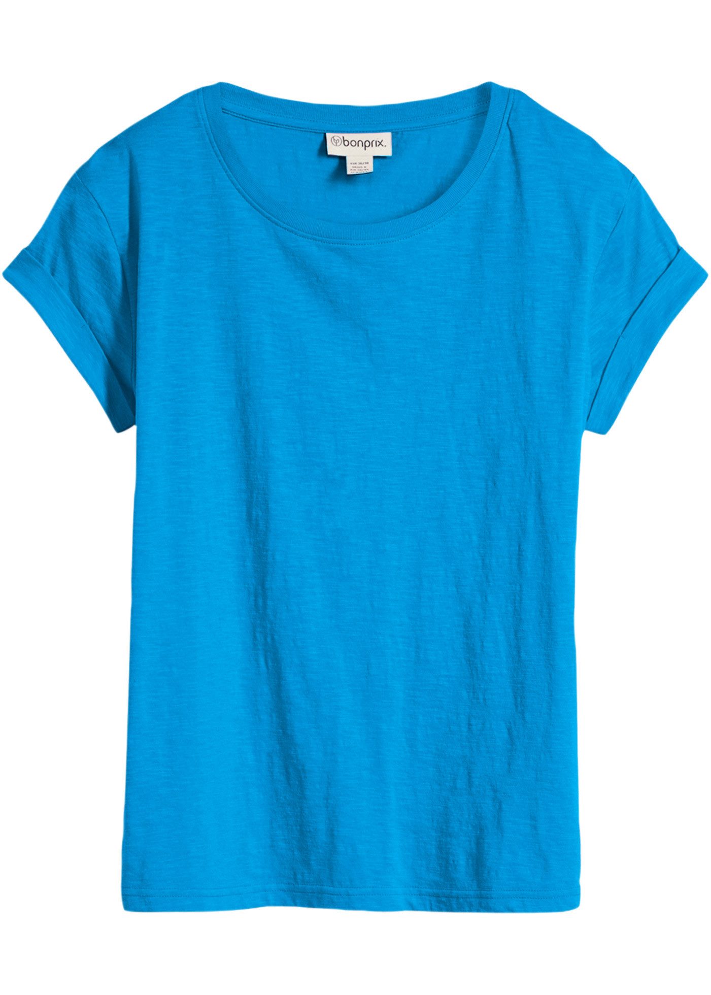 bonprix T-Shirt mit Rundhalsausschnitt und Ärmelaufschlägen günstig online kaufen