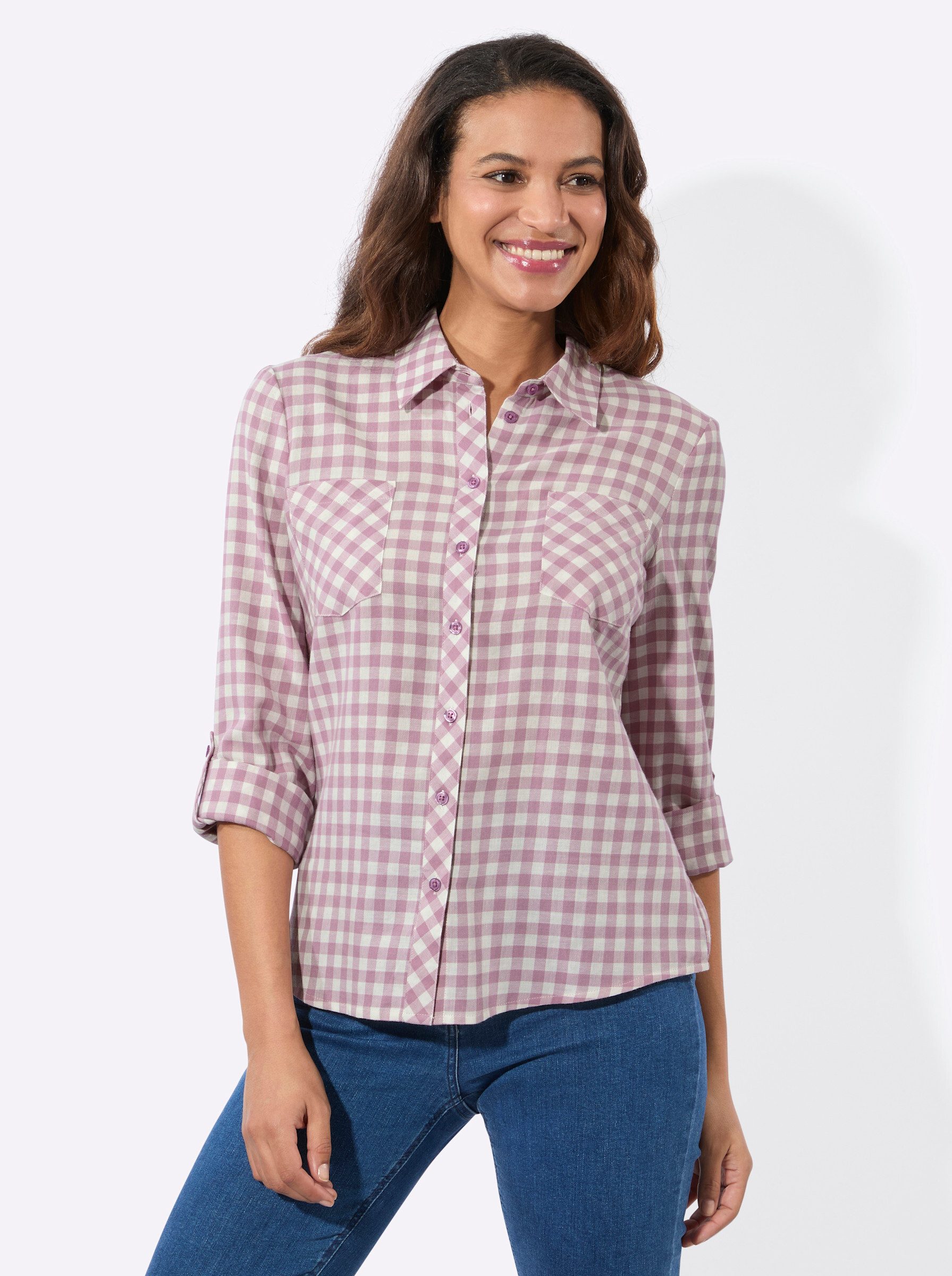 Witt Klassische Bluse Karo-Flanellbluse Langarm