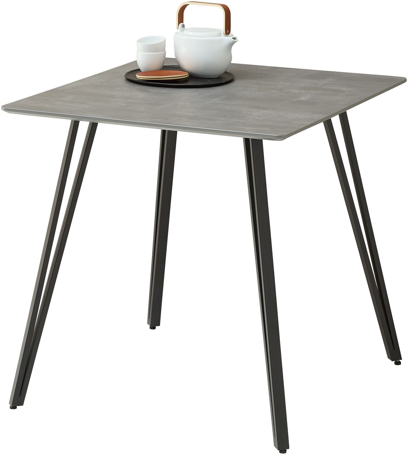 Stolkom Sp.z.o.o. Esstisch Fieteni Esstisch B/H/T 80x75x80 cm (1-St), Schweizer Kante, pulverbeschichtet