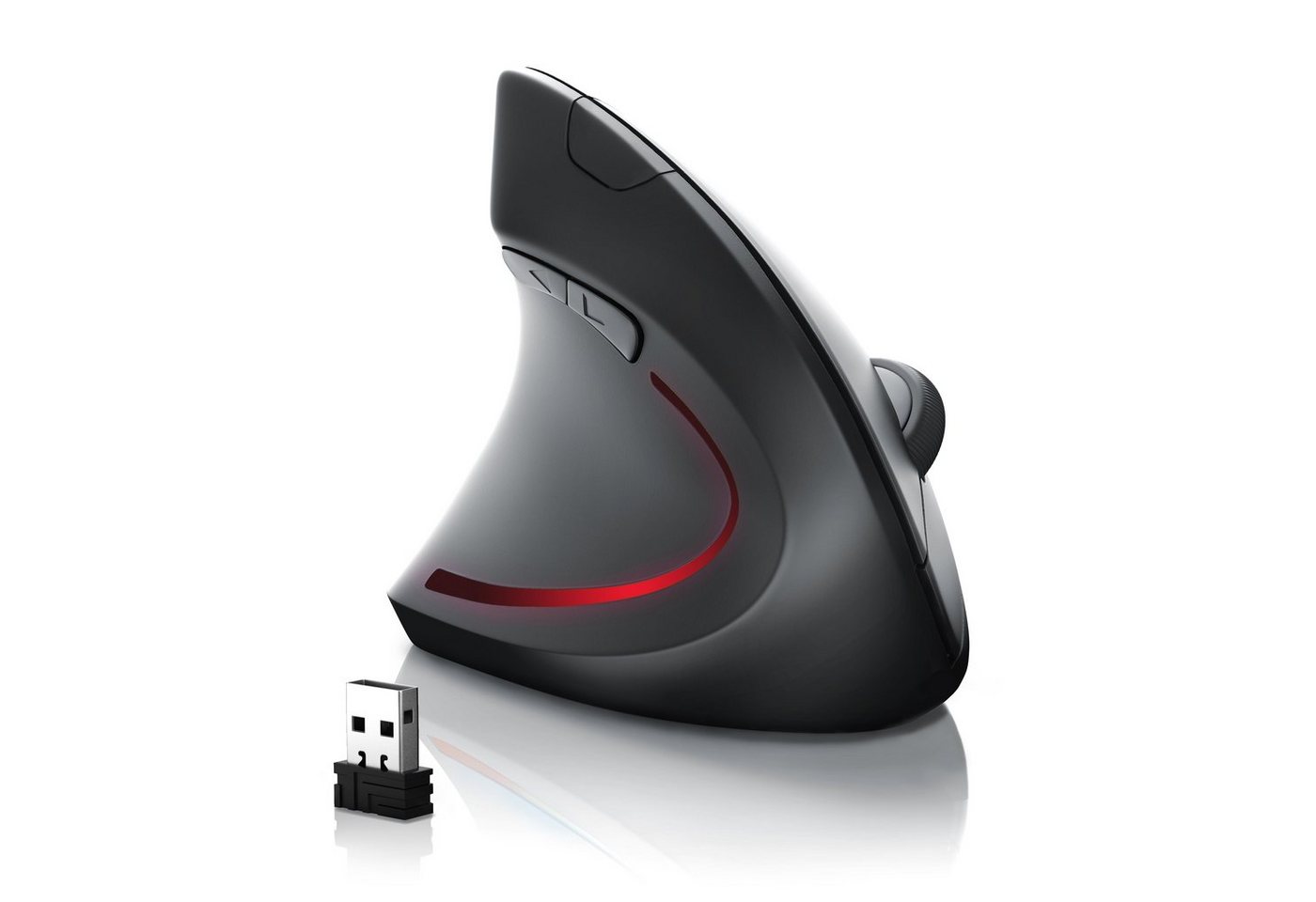 CSL Vertikal Mouse, optischer Sensor, kabellos mit Funk, Linkshänder ergonomische Maus (Funk, 2,4 GHz wireless Vertikalmaus, Vorbeugung von Mausarm Tennisarm)
