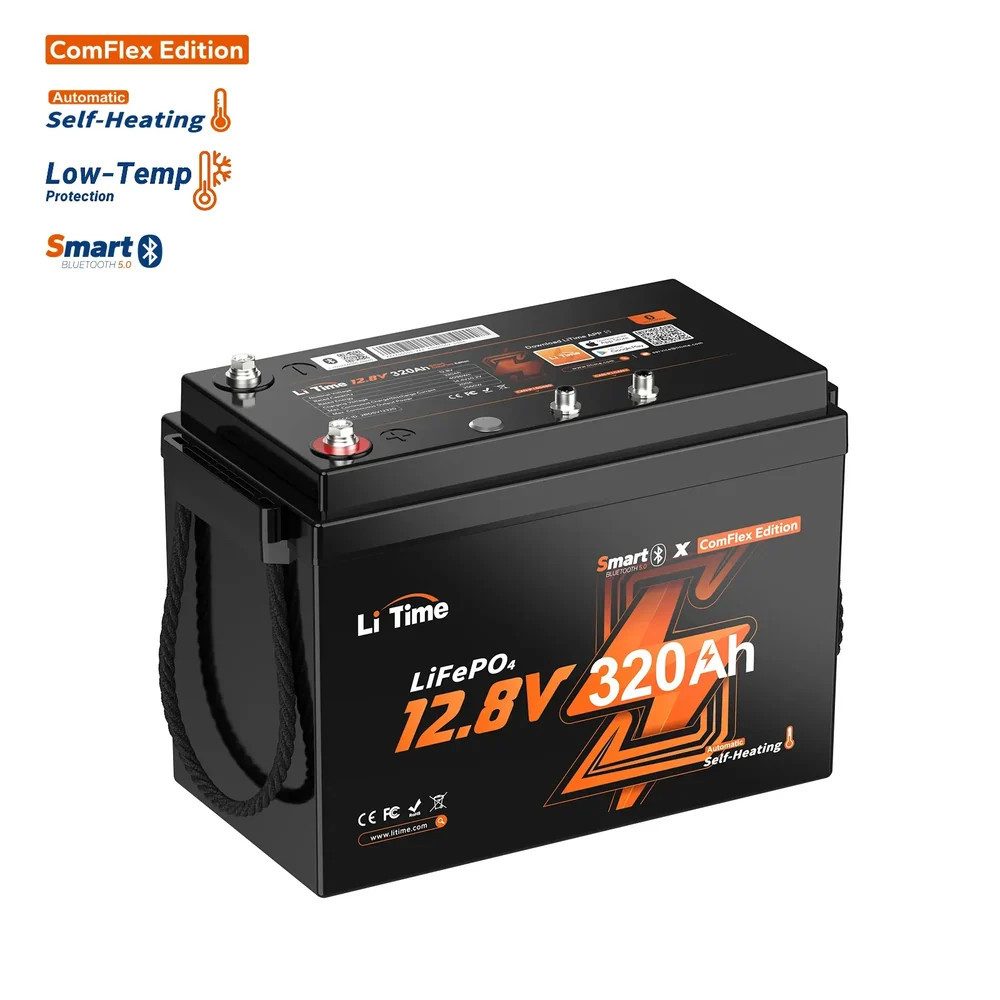 LiTime 12V 320Ah LiFePO4 Batterie Bluetooth Selbstheizung Solarakkus (12 V), kompatibel mit Victron-Ökosystem, mit CAN & RS485 ComFlex