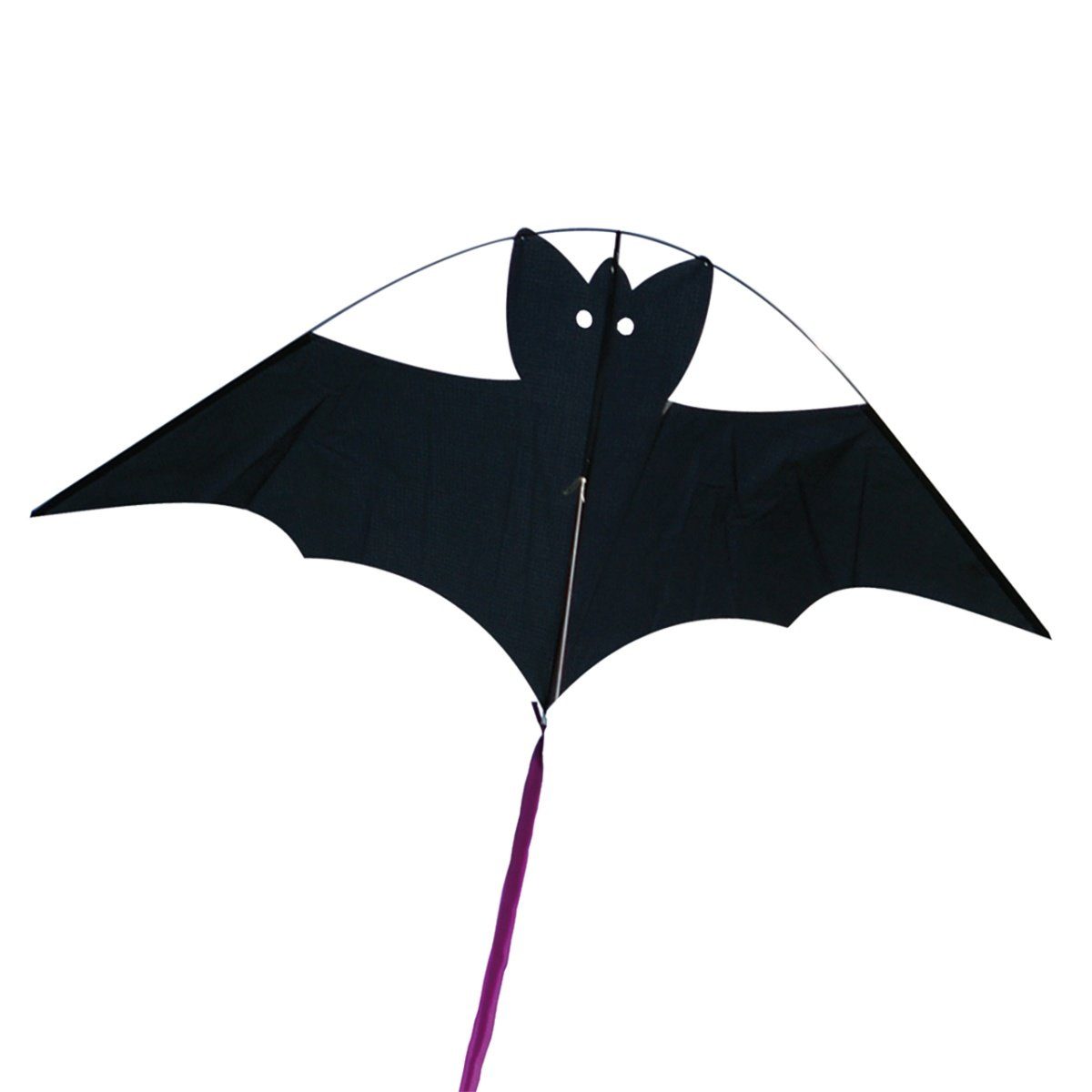 CiM Flug-Drache Little Bat BLACK, 63x30cm mit Streifenschwanz fertig aufgebaut inkl. Drachenschnur