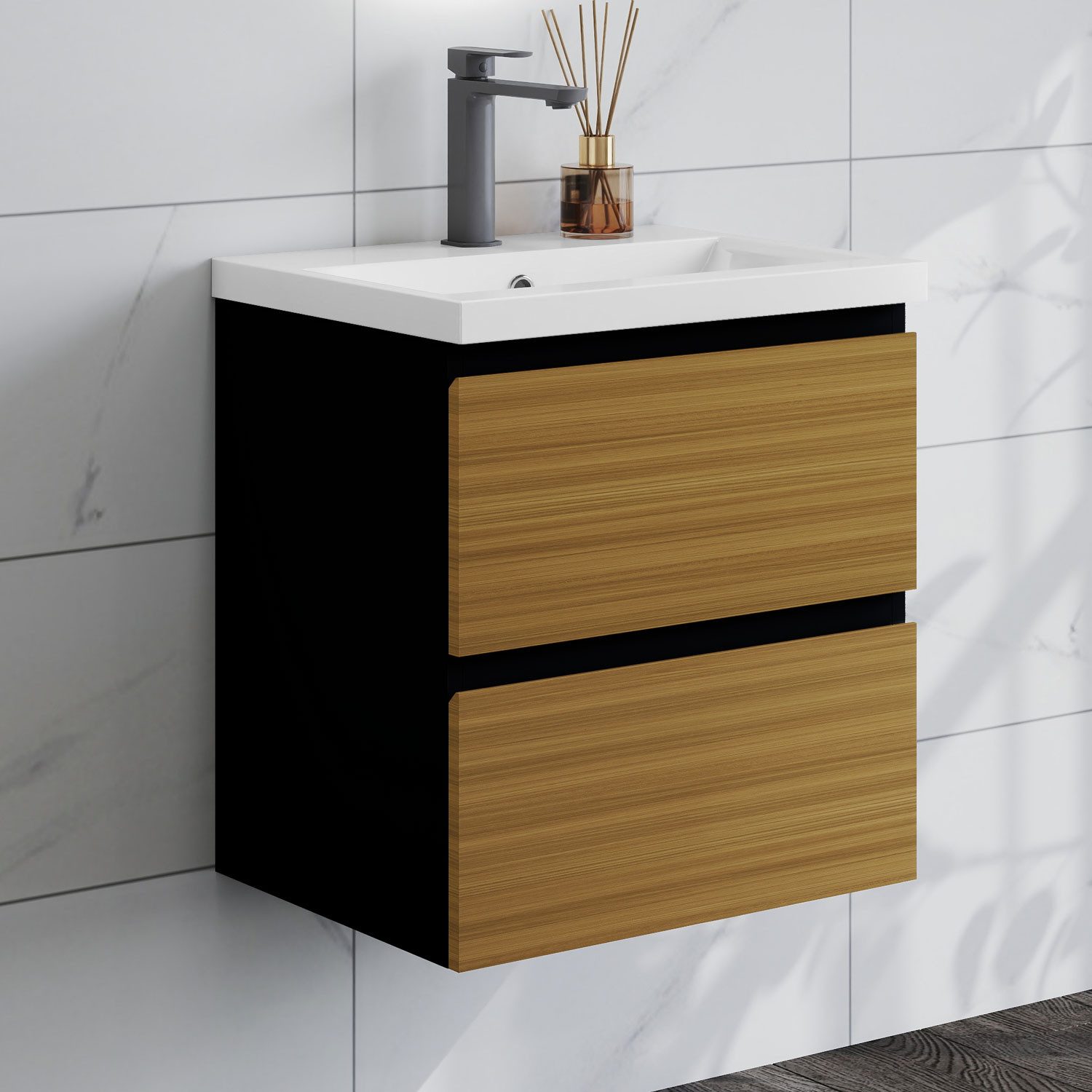 duschspa Waschtisch Waschbecken mit Unterschrank Badschrank Waschplatz Badmöbel Set, Matt, 50/60/80/100/120cm