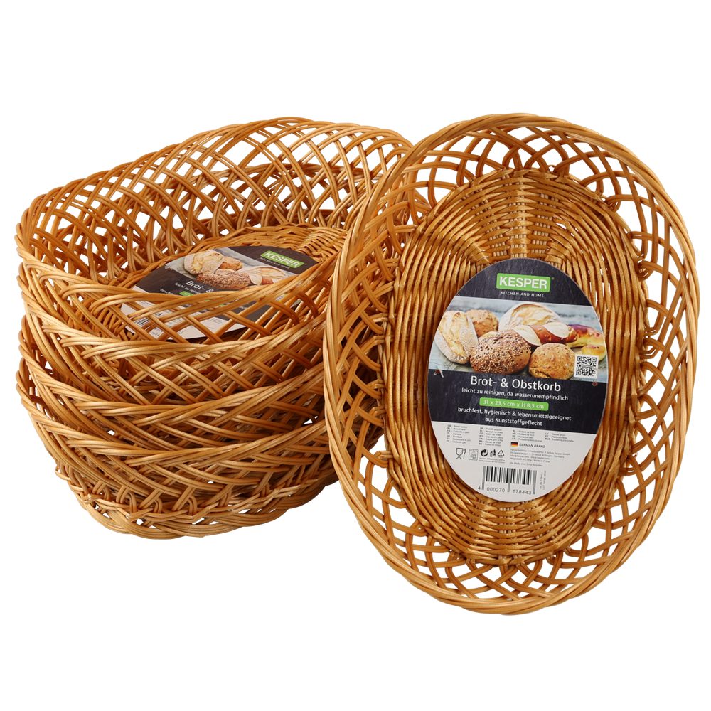 KESPER® Brotkorb Brot- & Obstkorb, oval, 5er Set, Kunststoff, (Set, 5-tlg), Breite ca. 31 cm