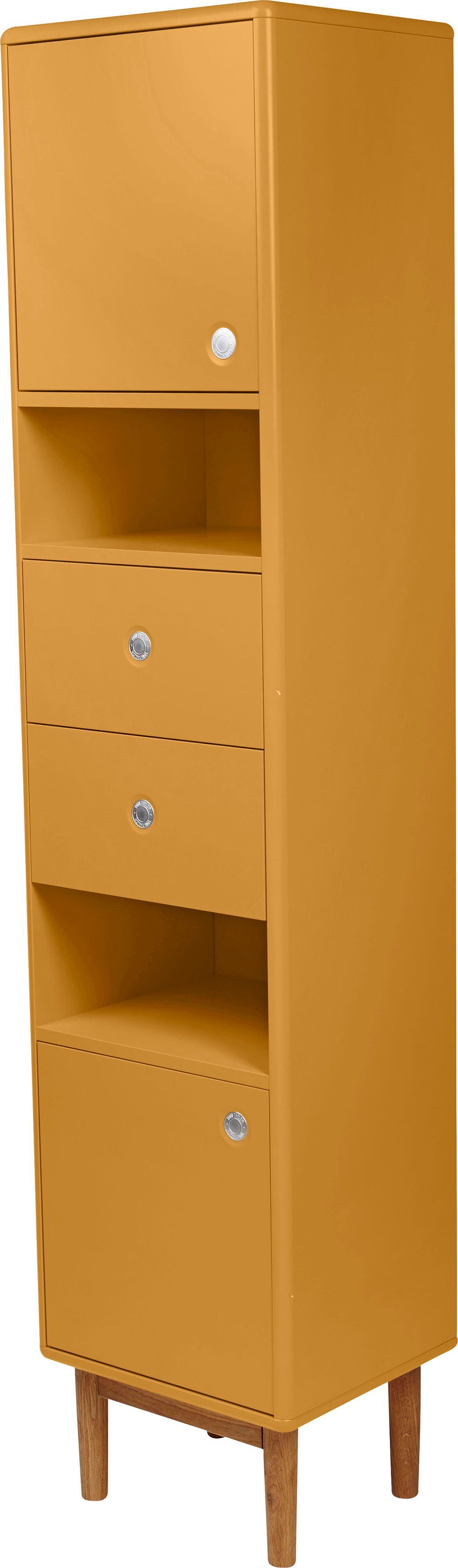 TOM TAILOR HOME Hochschrank COLOR BATH mit 2 Türen & 2 Schubladen, mit Push-to-Open,Füße Eiche, Breite 40 cm mustard