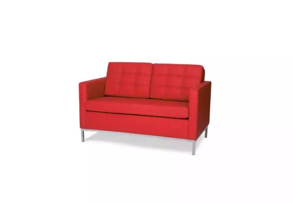 JVmoebel Sofa Wartezimmer Möbel Zweisitzer Rote Couch Polster Möbel Büro Einrichtung, 1 Teile, Sitzkissen, Rückenkissen
