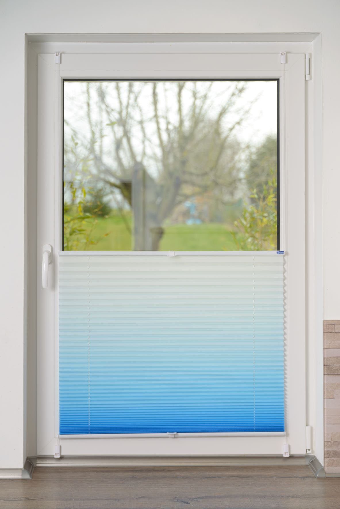 K-HOME Plissee Farbverlauf Sunrise, Lichtschutz, ohne Bohren, verspannt, Klemmfix – Bild 5 von 5