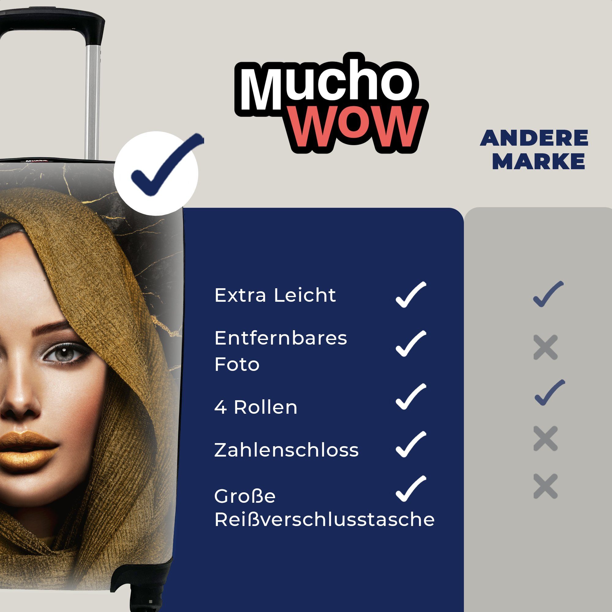 - Reisetasche Handgepäck Handgepäckkoffer Frau MuchoWow - Abstrakt, Rollen, rollen, Kopftuch Reisekoffer Ferien, 4 mit Trolley, für