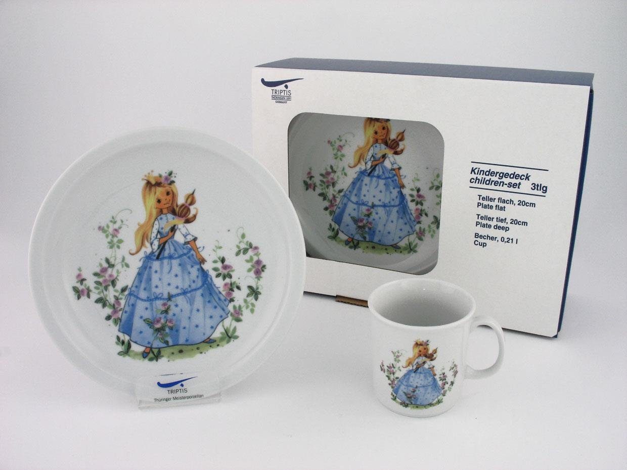 TRIPTIS® Thüringer Meisterporzellan Детская посуда-Set Triptis Dornröschen Kinderset 3tlg., 1 Personen, Porzellan