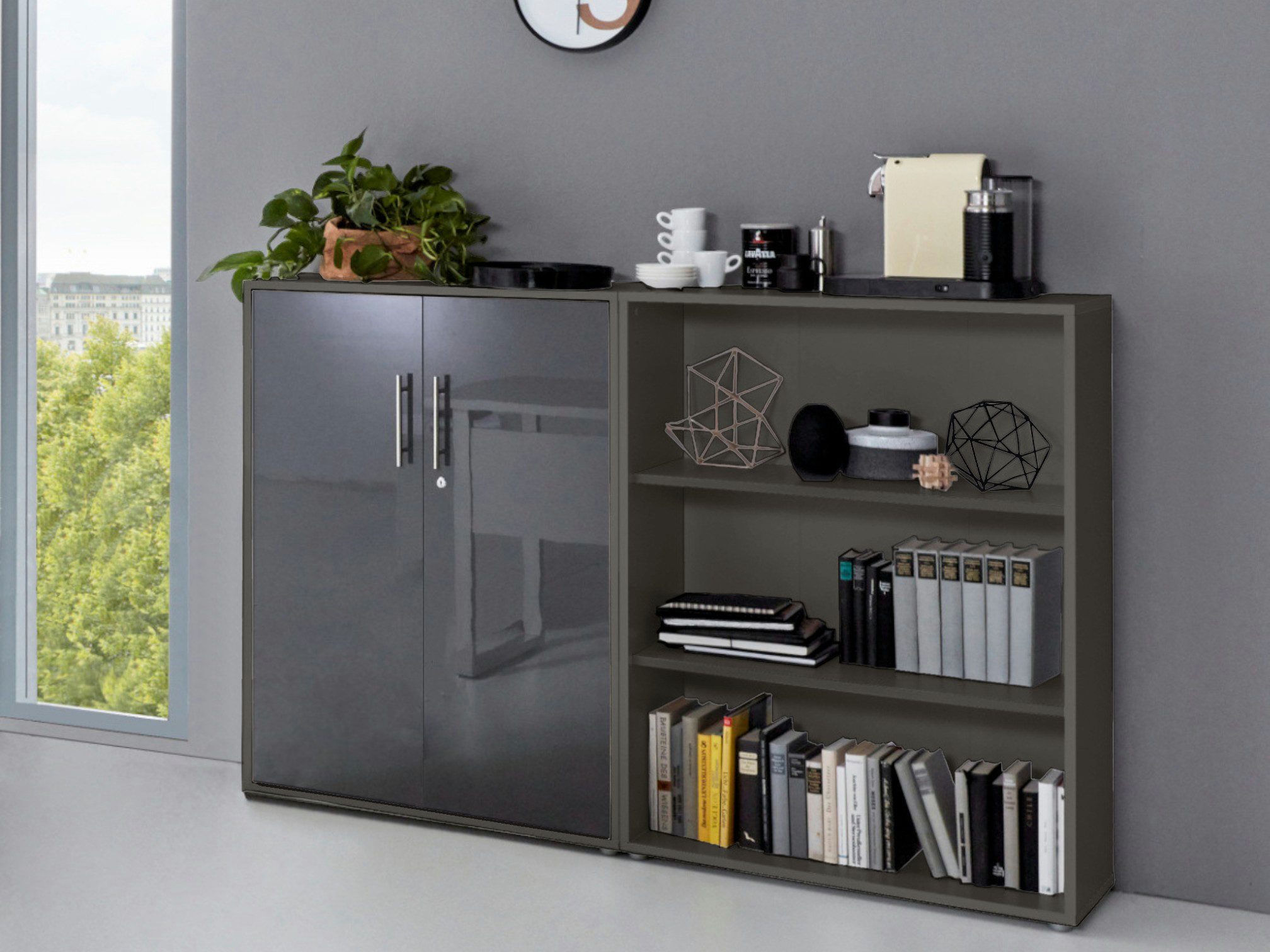 BMG Möbel Aktenschrank Office Edition Schrankwand 1 niedrig abschließbar, i günstig online kaufen