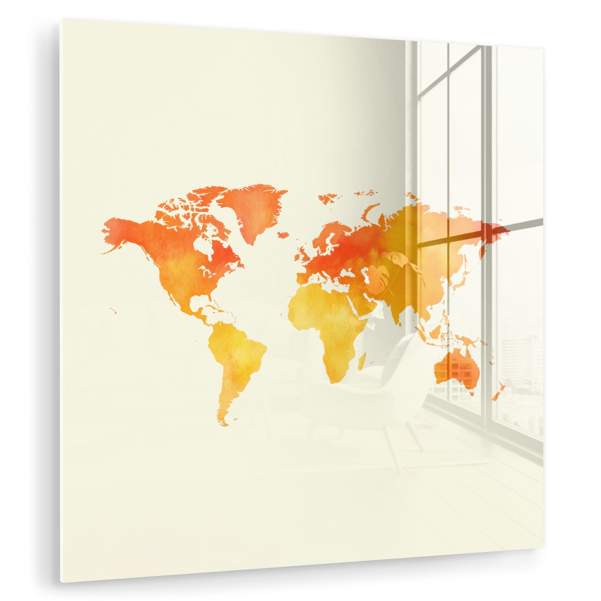MuchoWow Acrylglasbild Weltkarte - Orange - günstig online kaufen