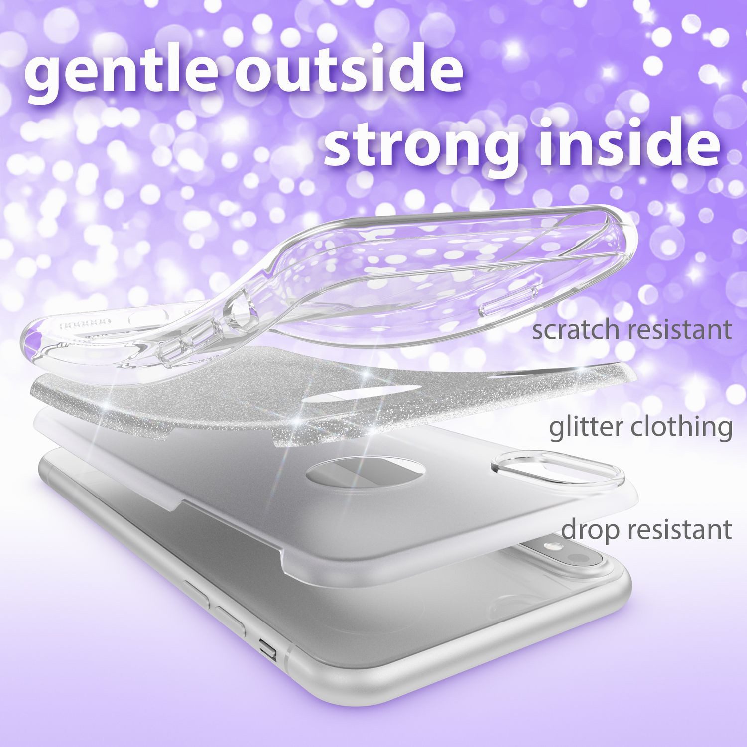 Nalia Smartphone-Hülle Apple iPhone X Apple iPhone XS 14,7 cm (5,8 Zoll), Glitzer Silikon Hülle / Verstärkte Innenseite / Glänzende Schutzhülle