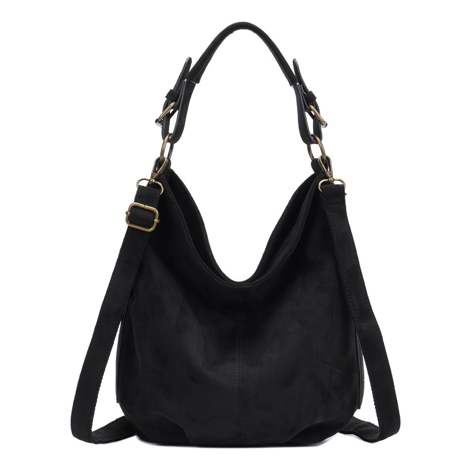 ITALYSHOP24 Schultertasche DAMEN SHOPPER Hobo Bag Umhängetasche Handtasche City Bag Cross-Over (Spar-Set: Henkel Tasche mit Schultergurt, Workbag Leder Optik, 2-tlg., mit Henkel und Schultergurt), Damentasche Freizeit Abend Leder Optik Henkeltasche Reise Crossbody