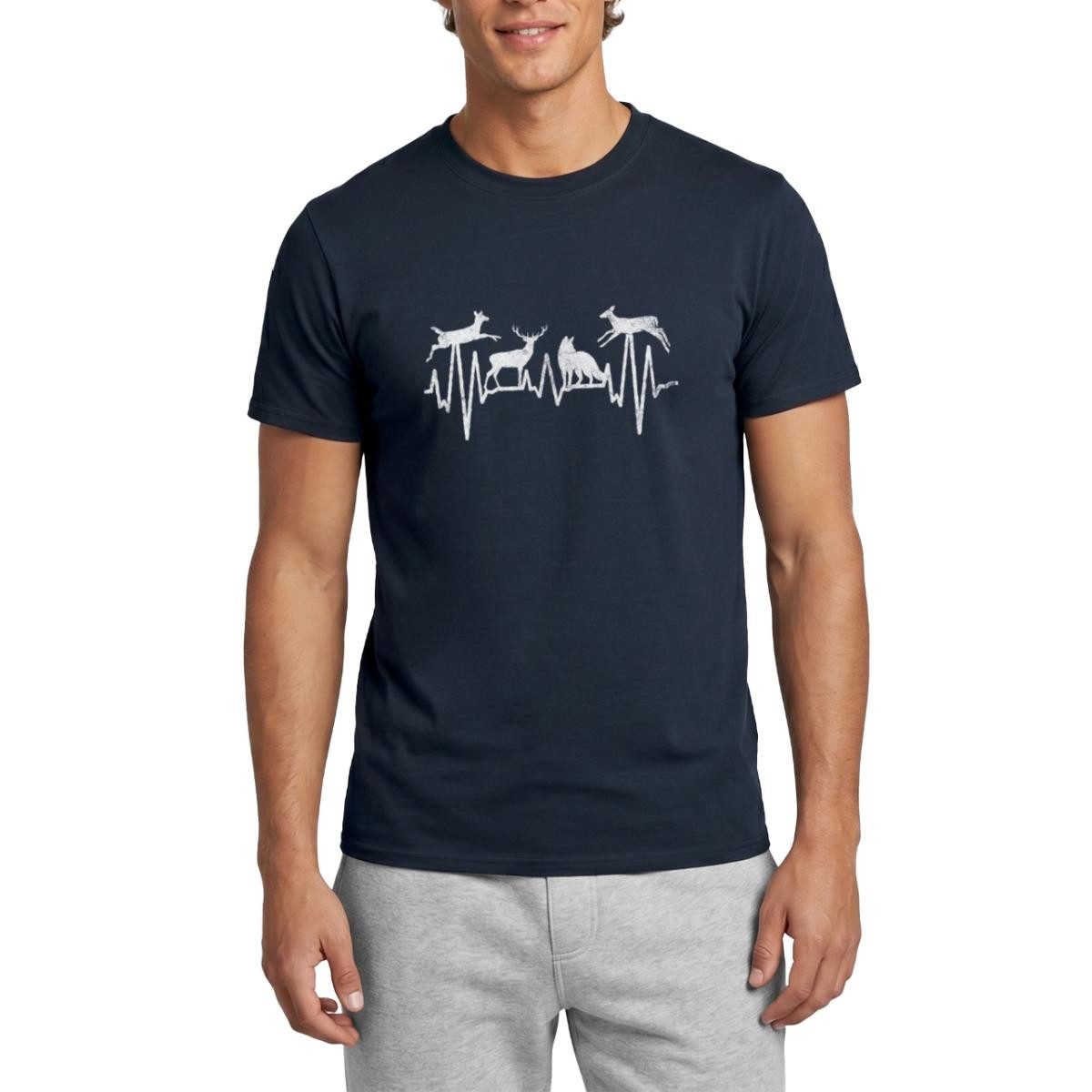 T-Shirt Herzschlag Jagen, Waldtiere Männer T-Shirt