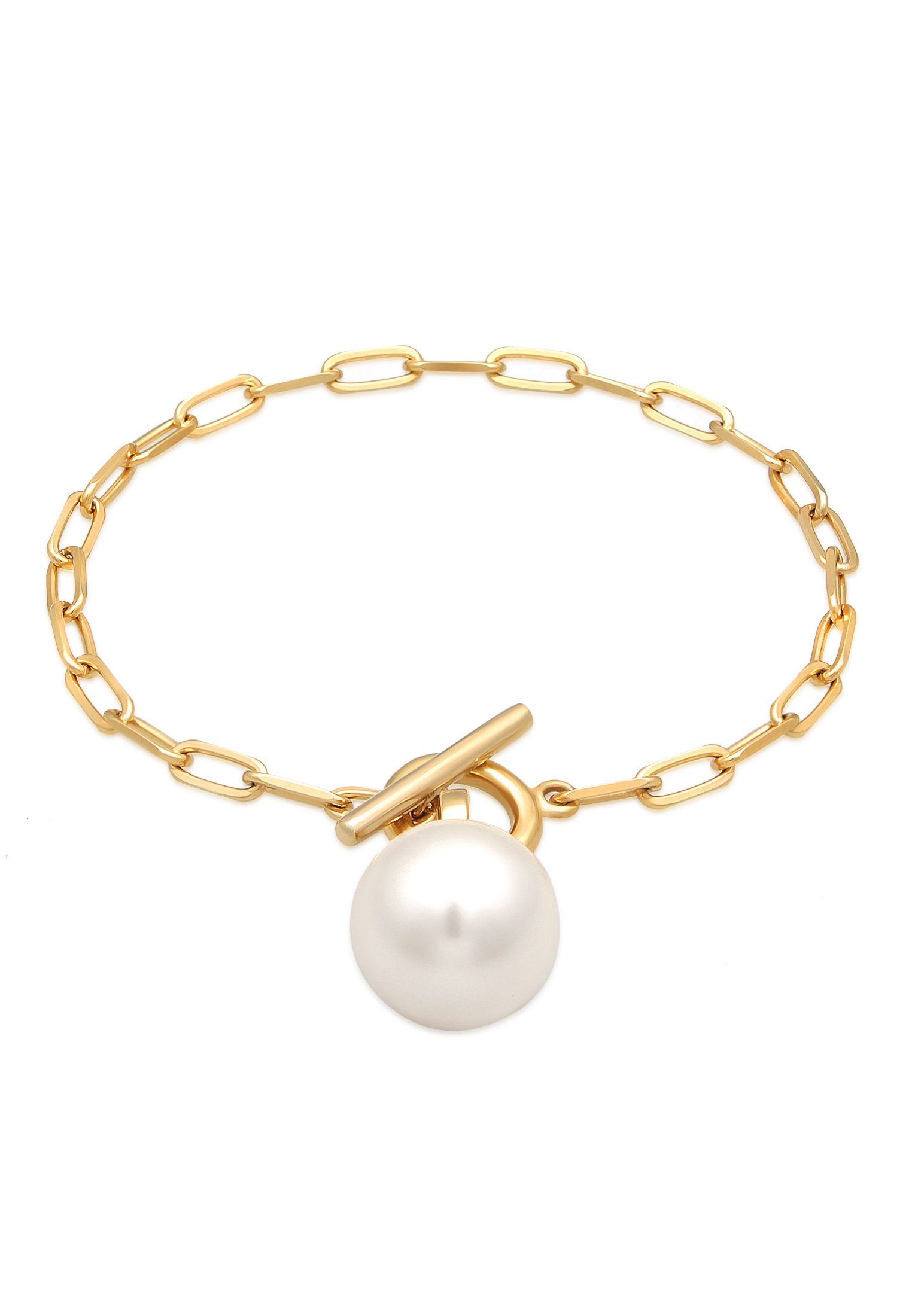 Elli Perlenarmband Gliederarmband Knebelverschluss Perle 925 Silber | Perlenarmbänder