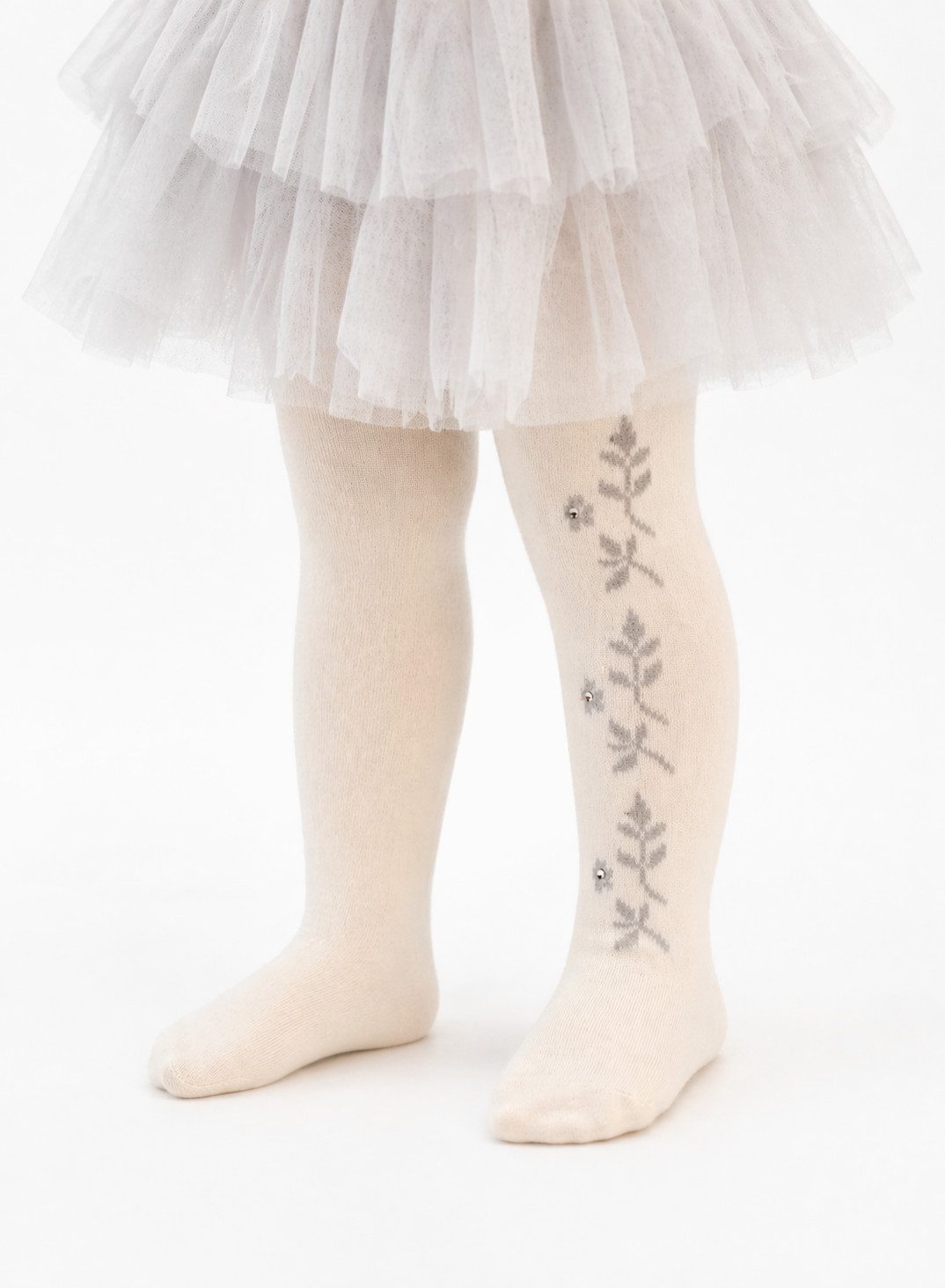 Strumpfhose Strumpfhose für Baby und Kinder in Creme mit grauem Muster