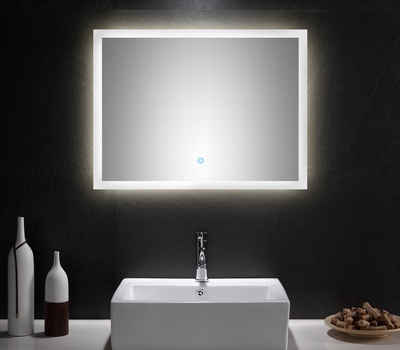 Posseik LED Spiegel 80x60 cm mit Touch Bedienung EEK: F LED-Leuchtmittel