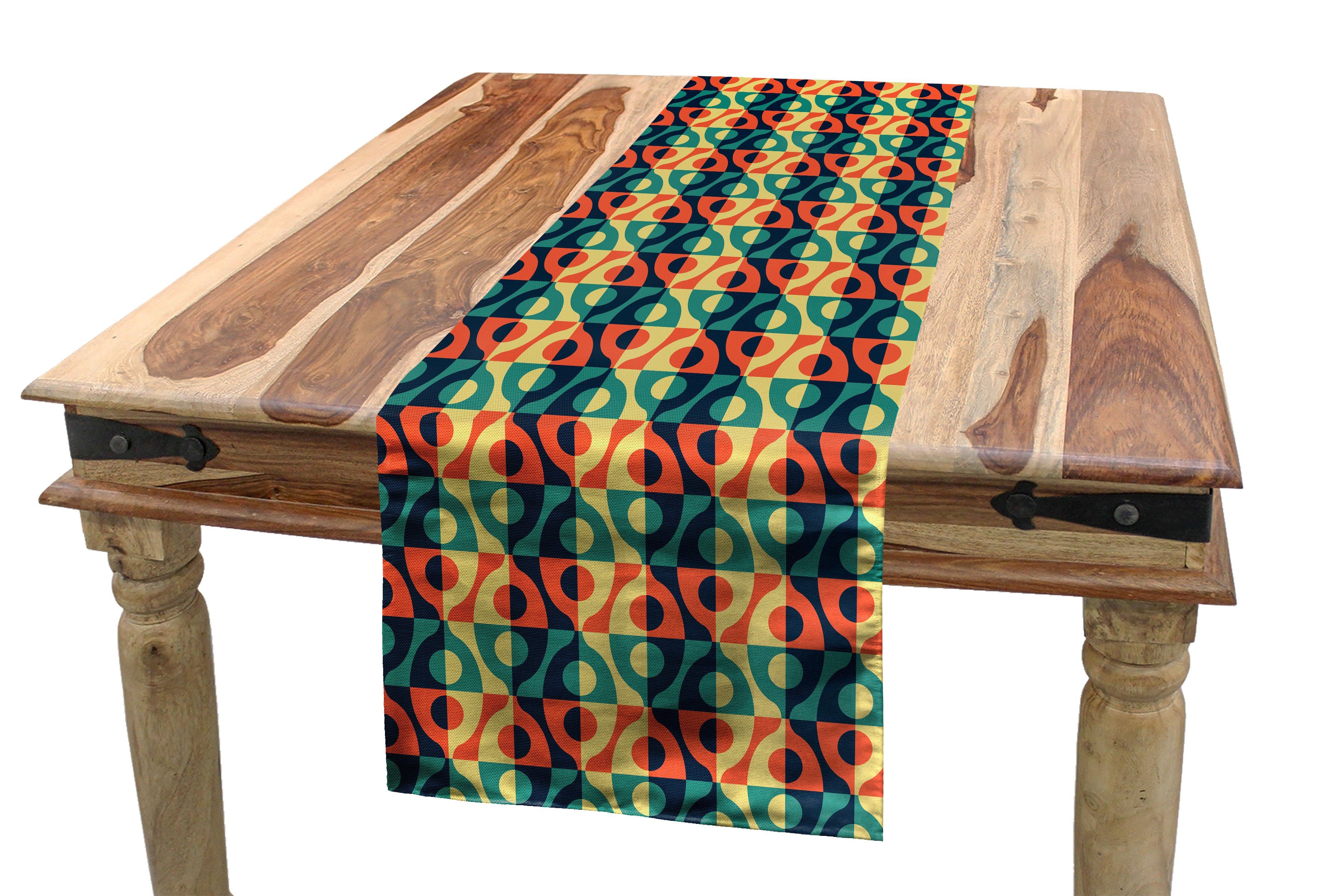 Geometrisch Tischläufer, Küche Dekorativer Rasterstil-Quadrat-Muster Abakuhaus Rechteckiger Tischläufer Esszimmer