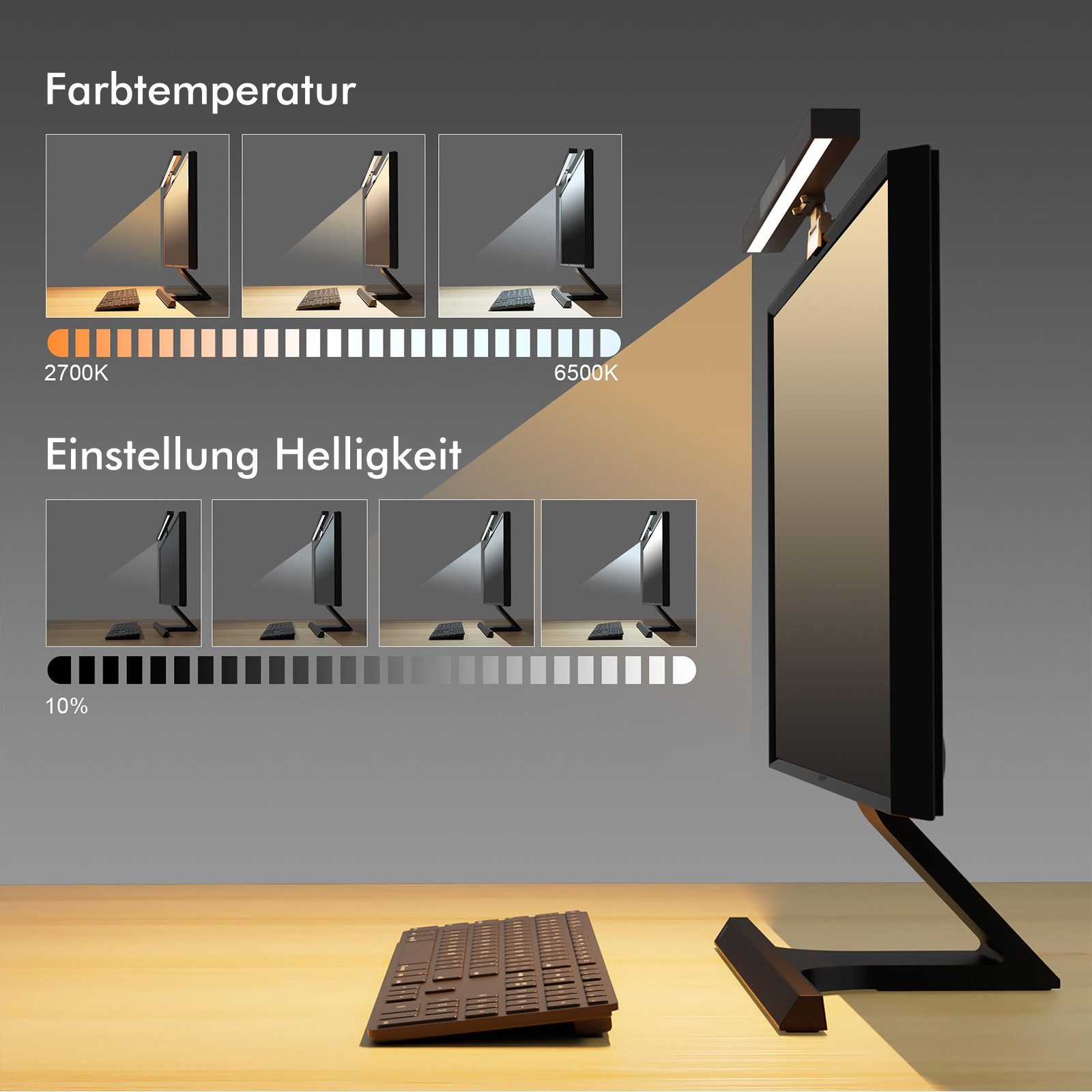 LMaxhome LED Lichtleiste RGB Smart Computer Monitor Schreibtischlampe USB B günstig online kaufen