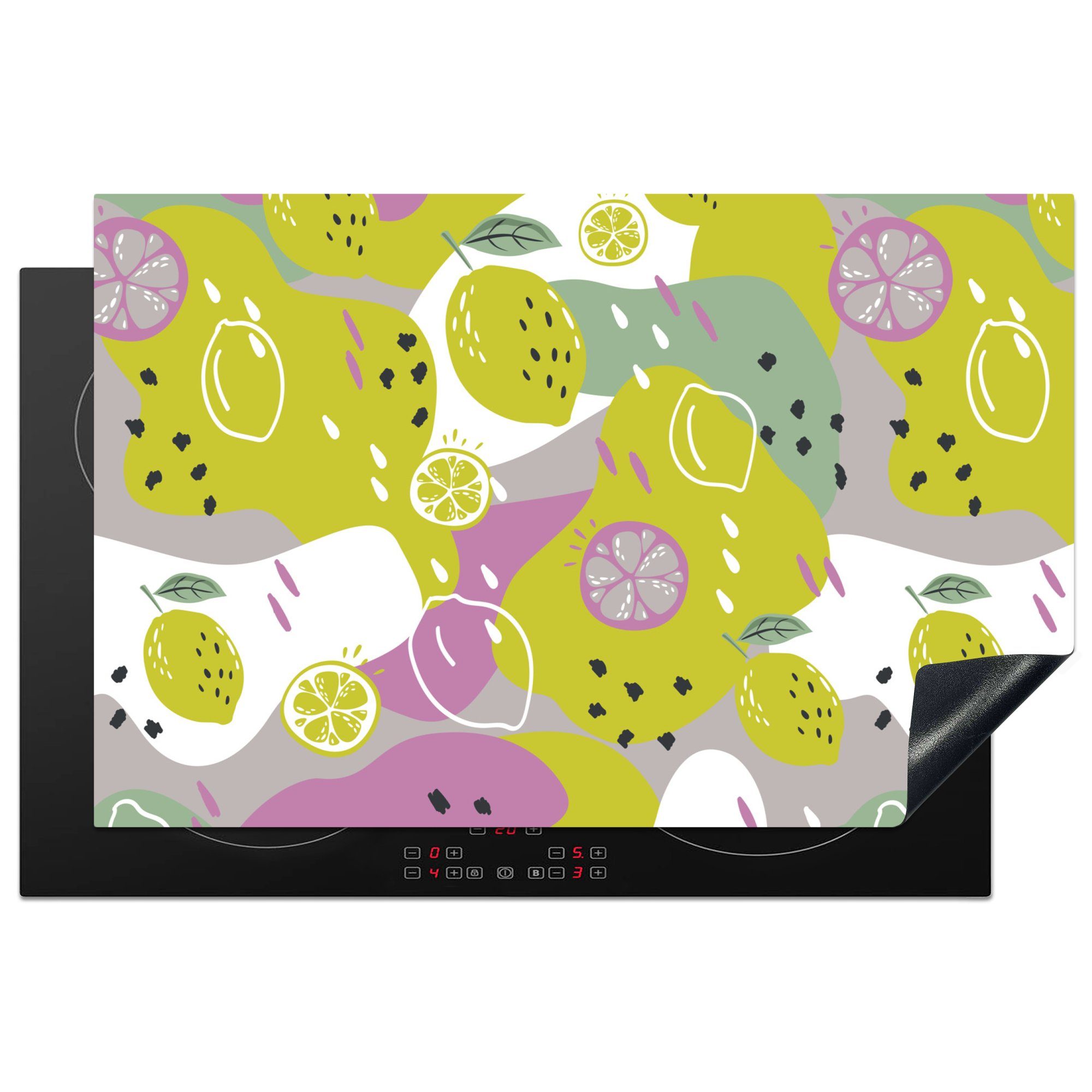 MuchoWow Herdblende-/Abdeckplatte Sommer - Zitronen - Farben, Vinyl, (1 tlg), 81x52 cm, Induktionskochfeld Schutz für die küche, Ceranfeldabdeckung
