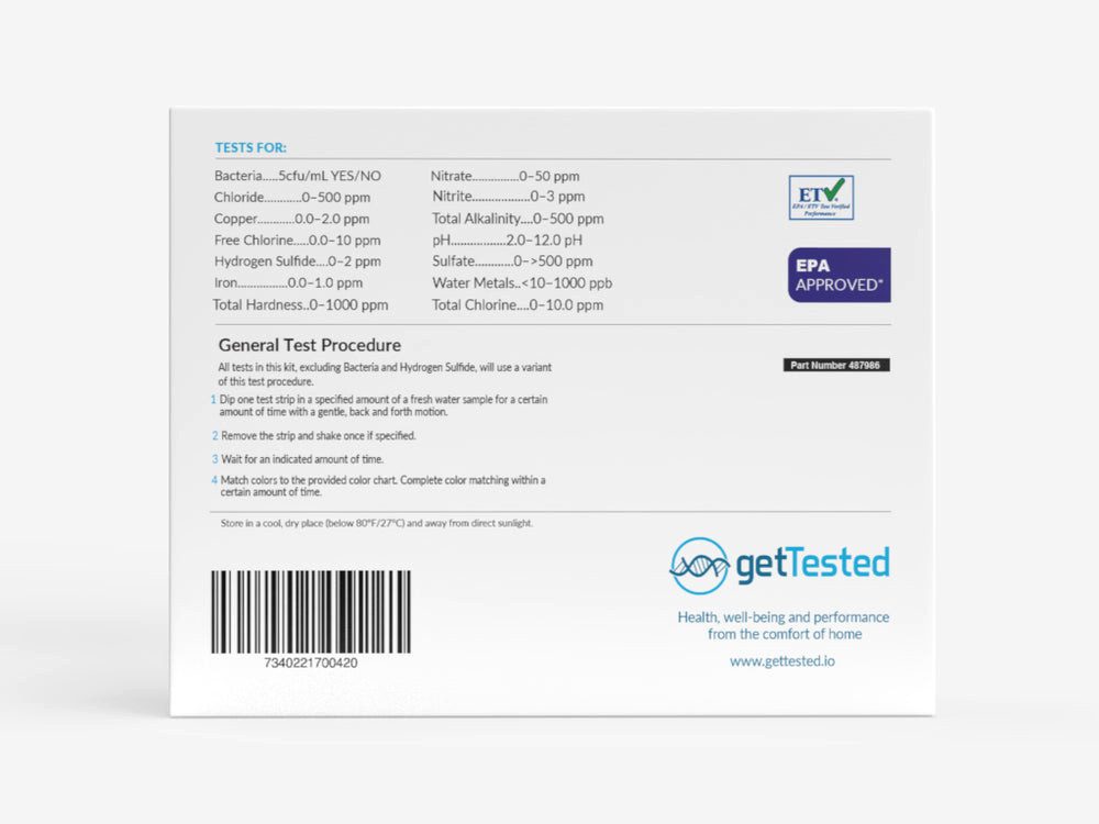 GetTested International AB Trinkwassertest Wasserqualitätstest, 14 Messparameter, Testkit, 1-tlg., Trinkwassertest für zuhause, Wassertest für 14 Parameter