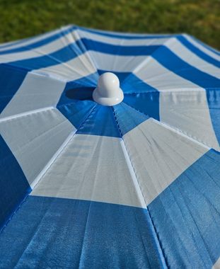 Meinposten Sonnenschirm Sonnenschirm blau weiß gestreift Schirm Strandschirm Ø 140 cm, höhenverstellbar