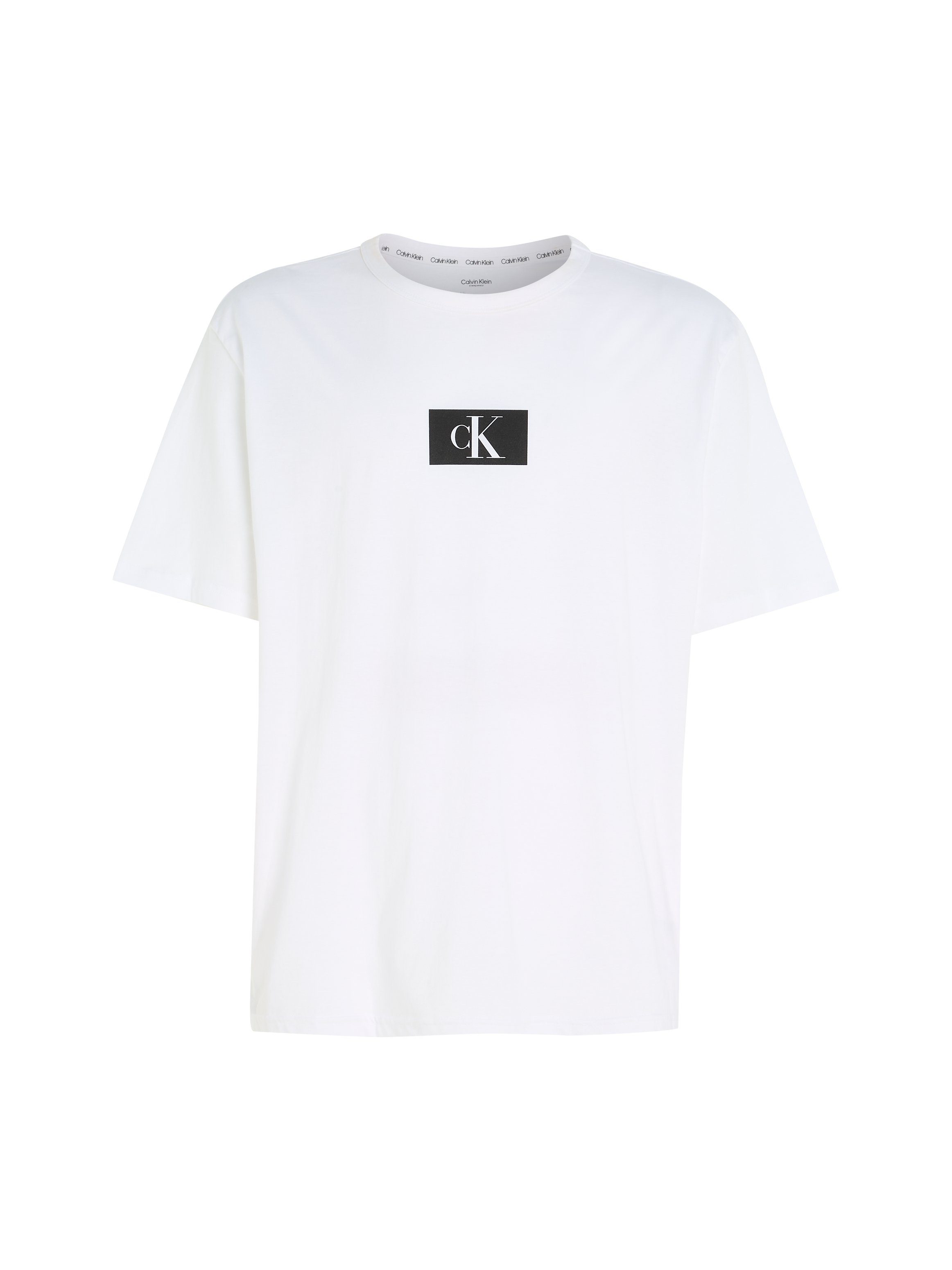 Logodruck Underwear T-Shirt CREW Klein der S/S Brust NECK WHITE mit auf Calvin