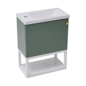 OKWISH Waschbeckenunterschrank Badezimmerschrank, mit Waschtischunterschrank 40 cm (Waschtischunterschrank hängend weiß und grün)