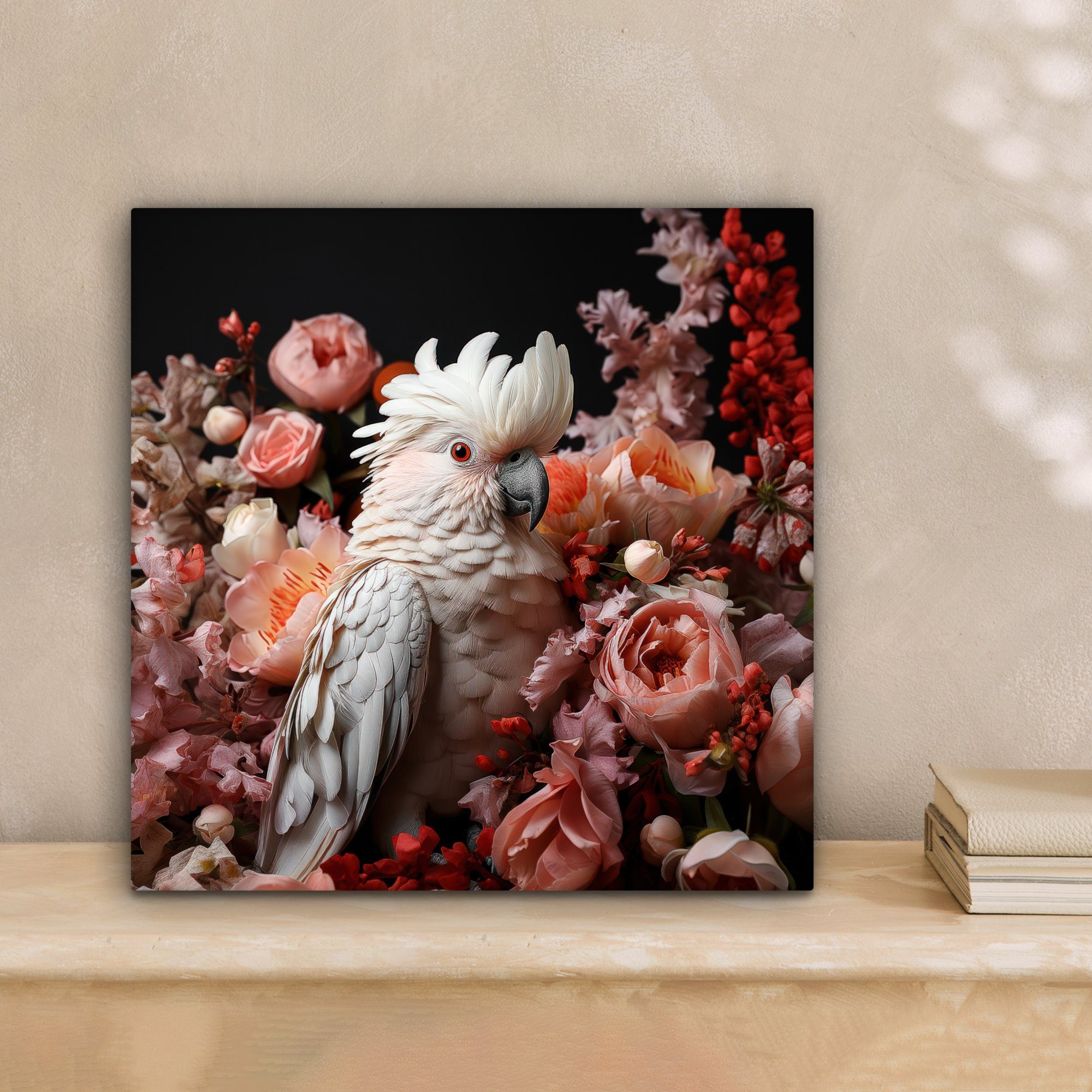 OneMillionCanvasses® Leinwandbild Kakadu - Tier - Natur - Botanisch - Blume günstig online kaufen