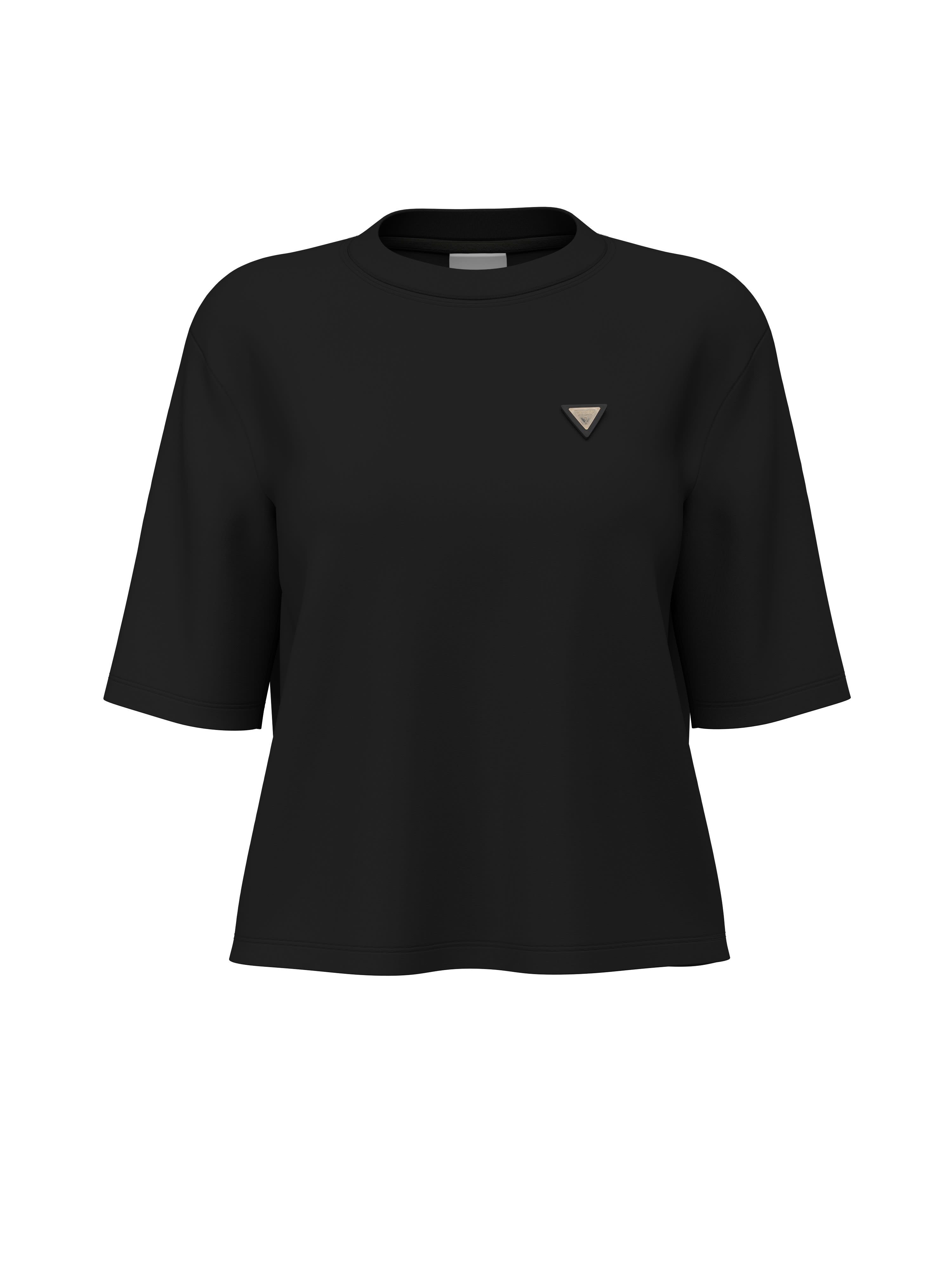 Guess T-Shirt COLETTE BOXY T-SHIRT mit Logo-Applikation, Baumwolle