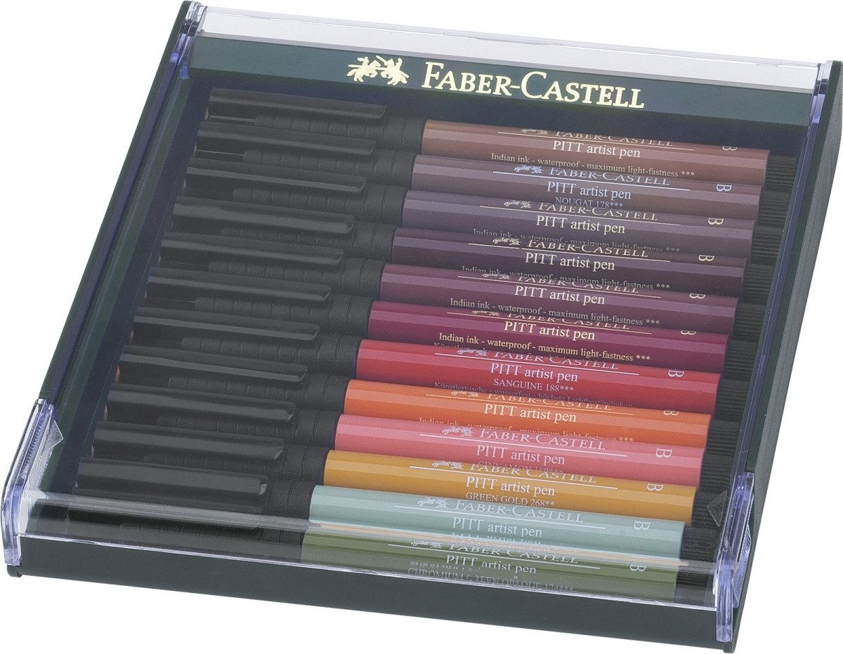 Faber-Castell Maltuch Tuschestift Pitt Artist Pen B Erde VE=12 Stück Etui (10 Stück)