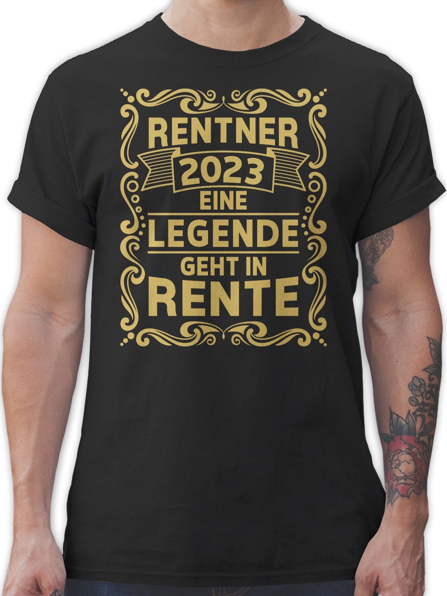 Shirtracer T-Shirt Rentner 2023 Eine Legende geht in Rente Rentner Geschenk 01 Schwarz