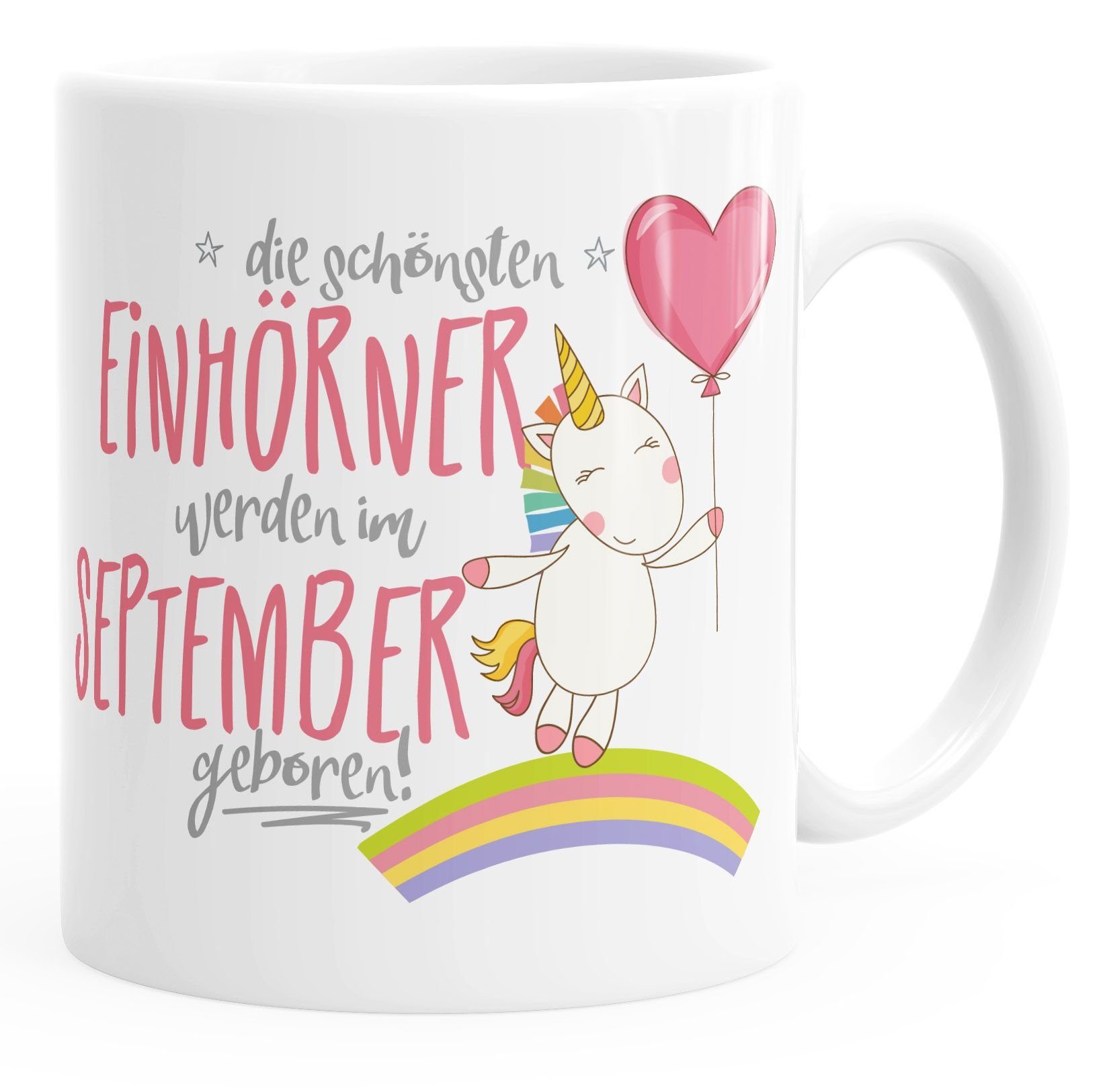 MoonWorks Tasse Geschenk-Tasse die schönsten Einhörner werden im September geboren, Keramik