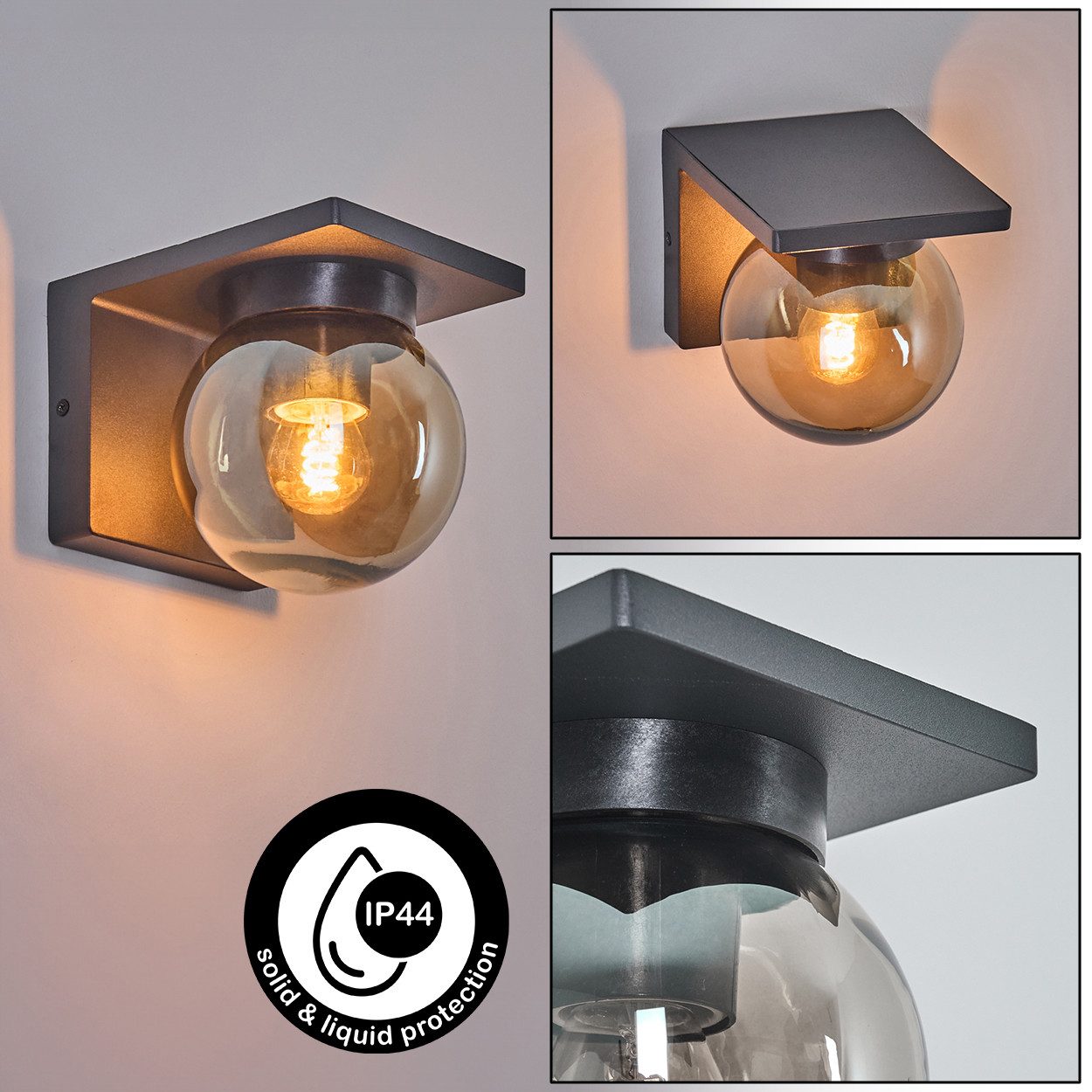 hofstein Außen-Wandleuchte moderne Wandlampe aus Metall/Glas in Anthrazit/R günstig online kaufen