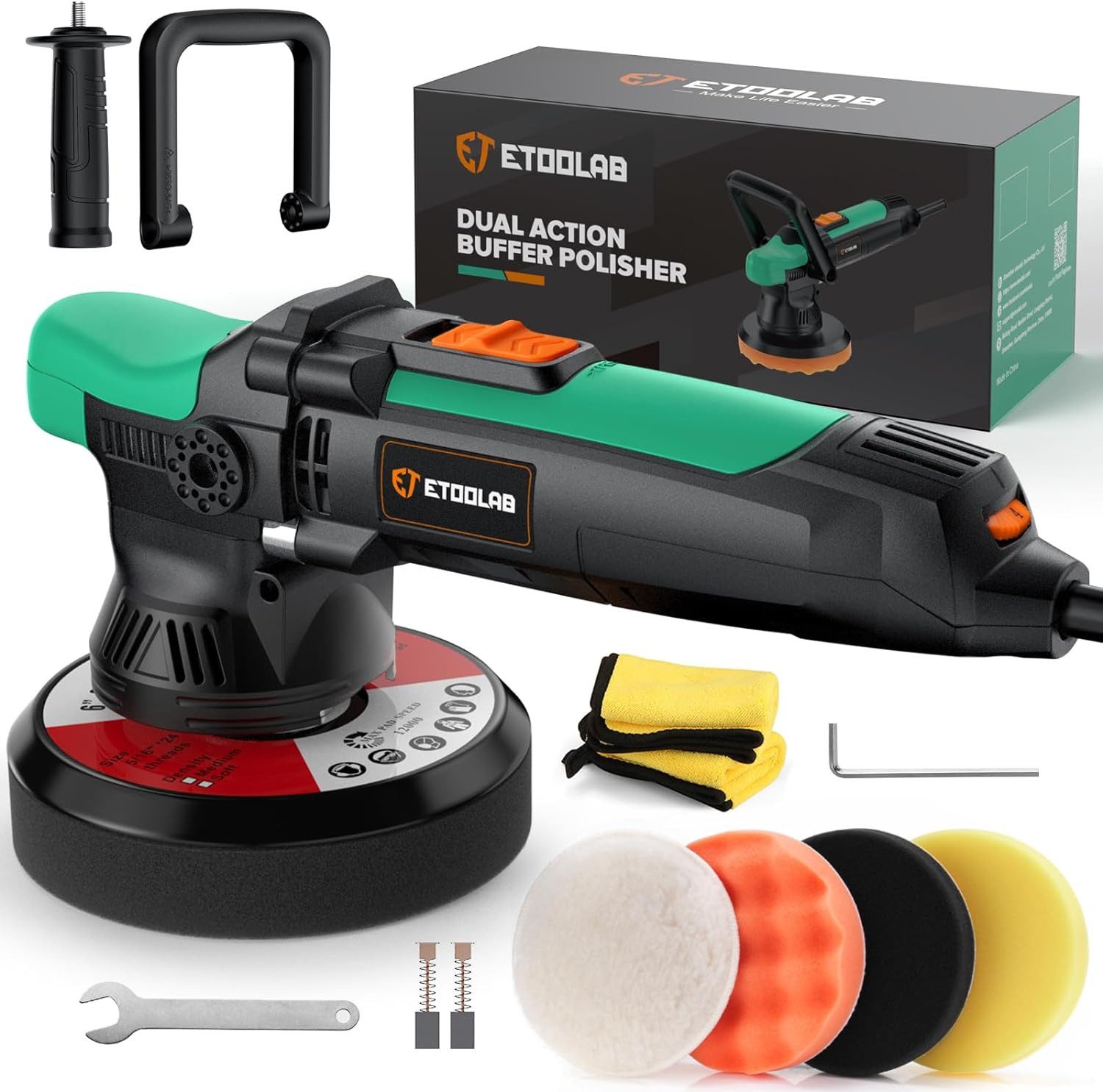 ihoverboard Exzenter Poliermaschine 15mm-900W Auto Poliermaschine Set mit 150 mm Polierpads, 2000,00 min. U/min, 6400,00 max. U/min, polieren, wachsen, Hochglanzversiegelung, Kratzerentfernung