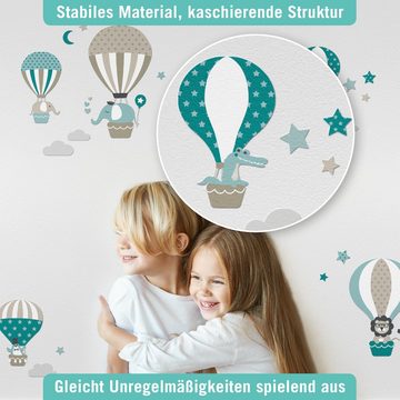 lovely label Wandsticker Heißluftballons taupe/mint/petrol - Wanddeko Kinderzimmer Baby