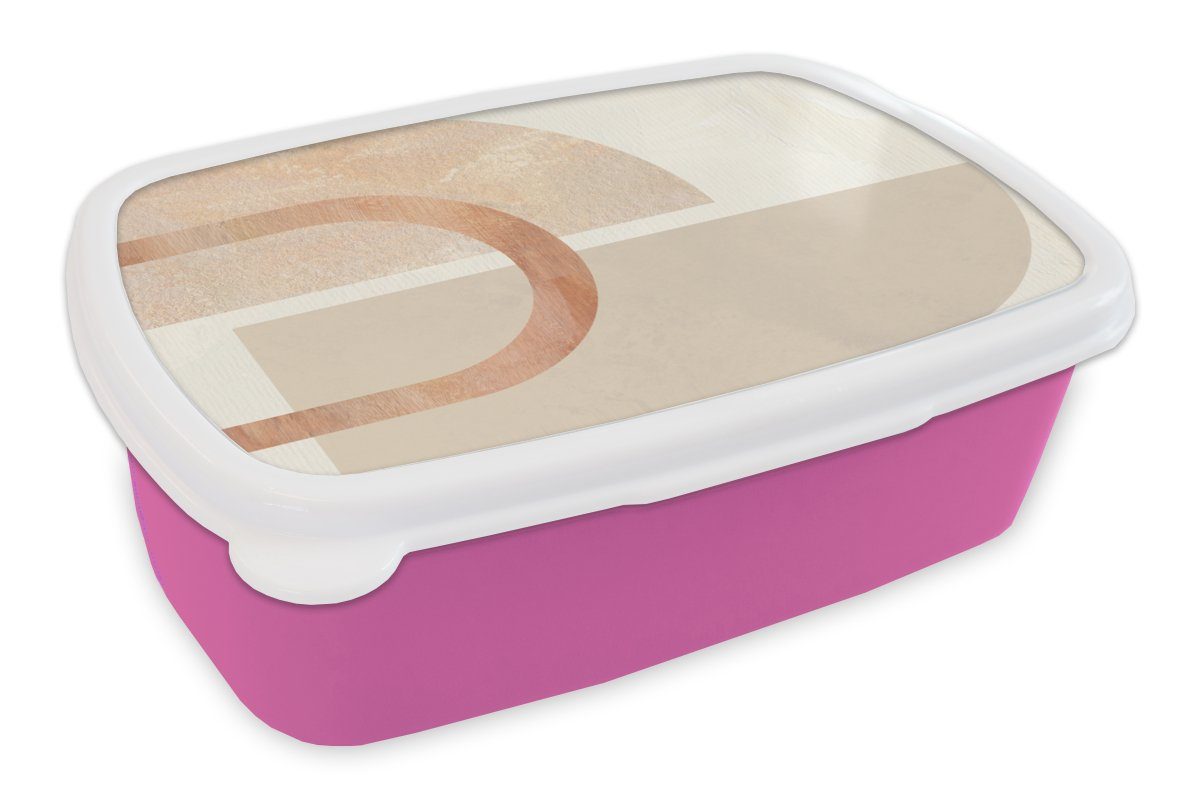 MuchoWow Lunchbox Marmor - Rosa - Abstrakt, Kunststoff, (2-tlg), Brotbox für Erwachsene, Brotdose Kinder, Snackbox, Mädchen, Kunststoff