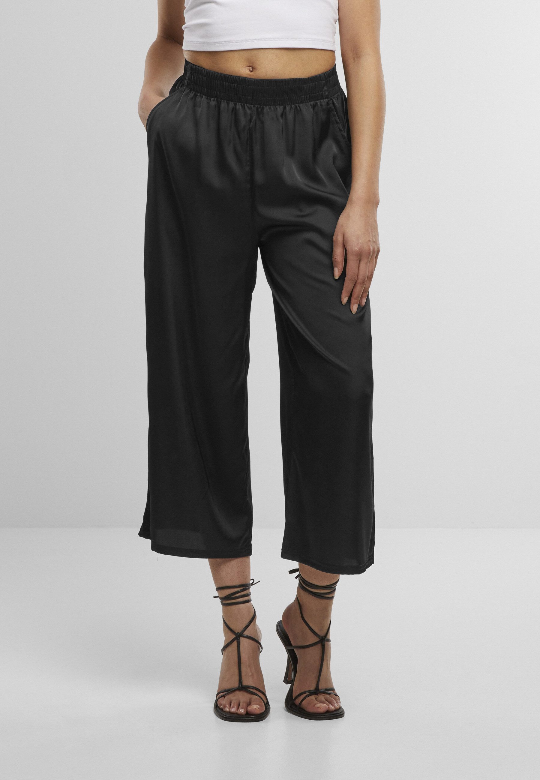 URBAN CLASSICS Stoffhose Urban Classics Ladies Satin Wide Leg Culotte (1-tlg)