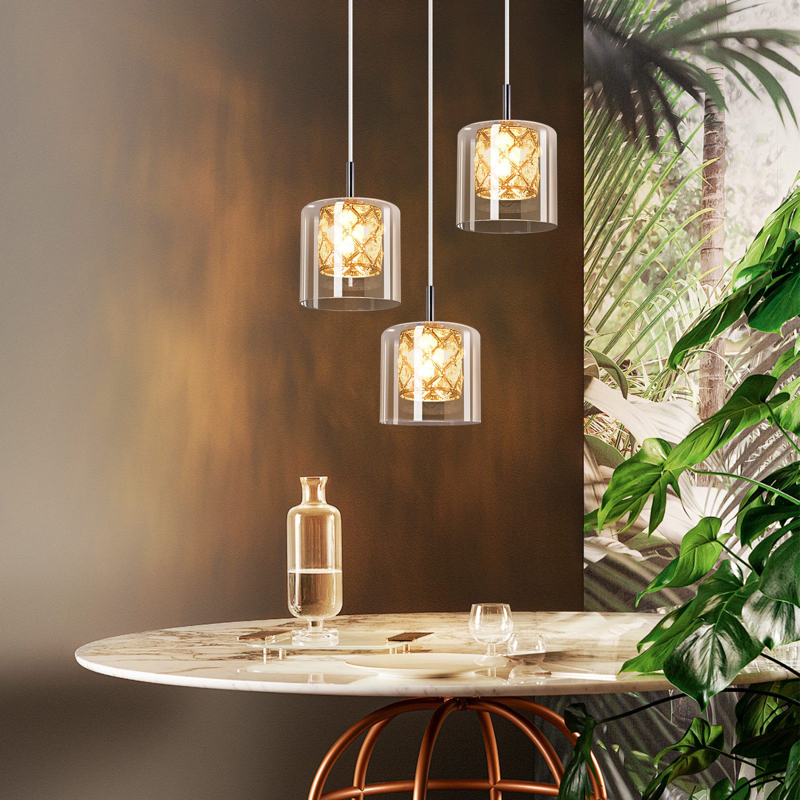 Nettlife Pendelleuchte Esszimmer Kristall Glas G9 günstig online kaufen