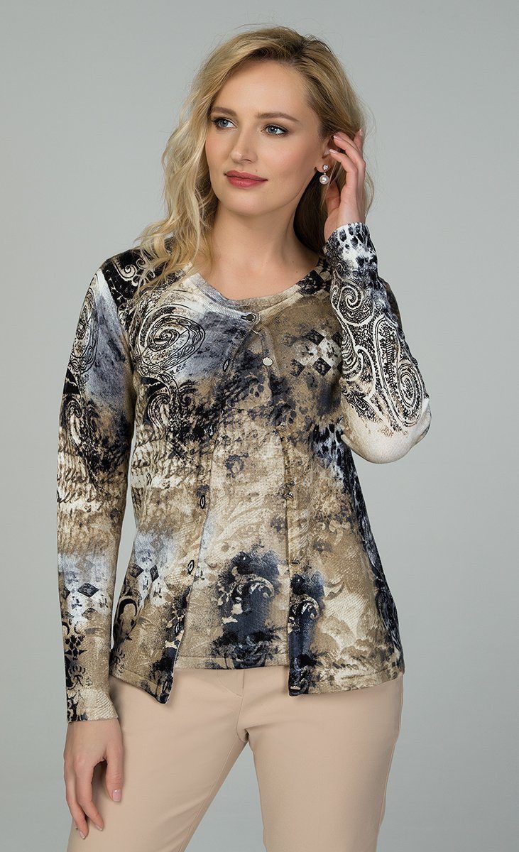 Passioni 2-in-1-Strickjacke Twinset mit Paisley Patch Print günstig online kaufen