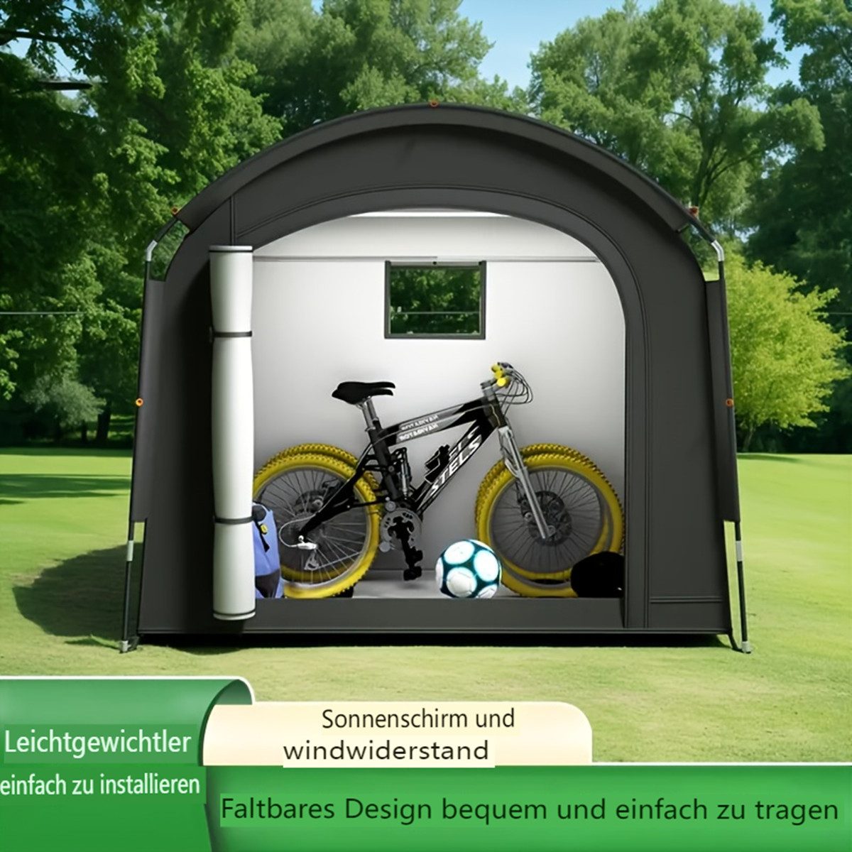 Insma Gerätezelt Fahrradzelt für 2 Fahrräder, Tragbare Aufbewahrungszelt für Camping, Faltbare Lagerzelt für Fahrräder,Motorräder, 200x80x165cm