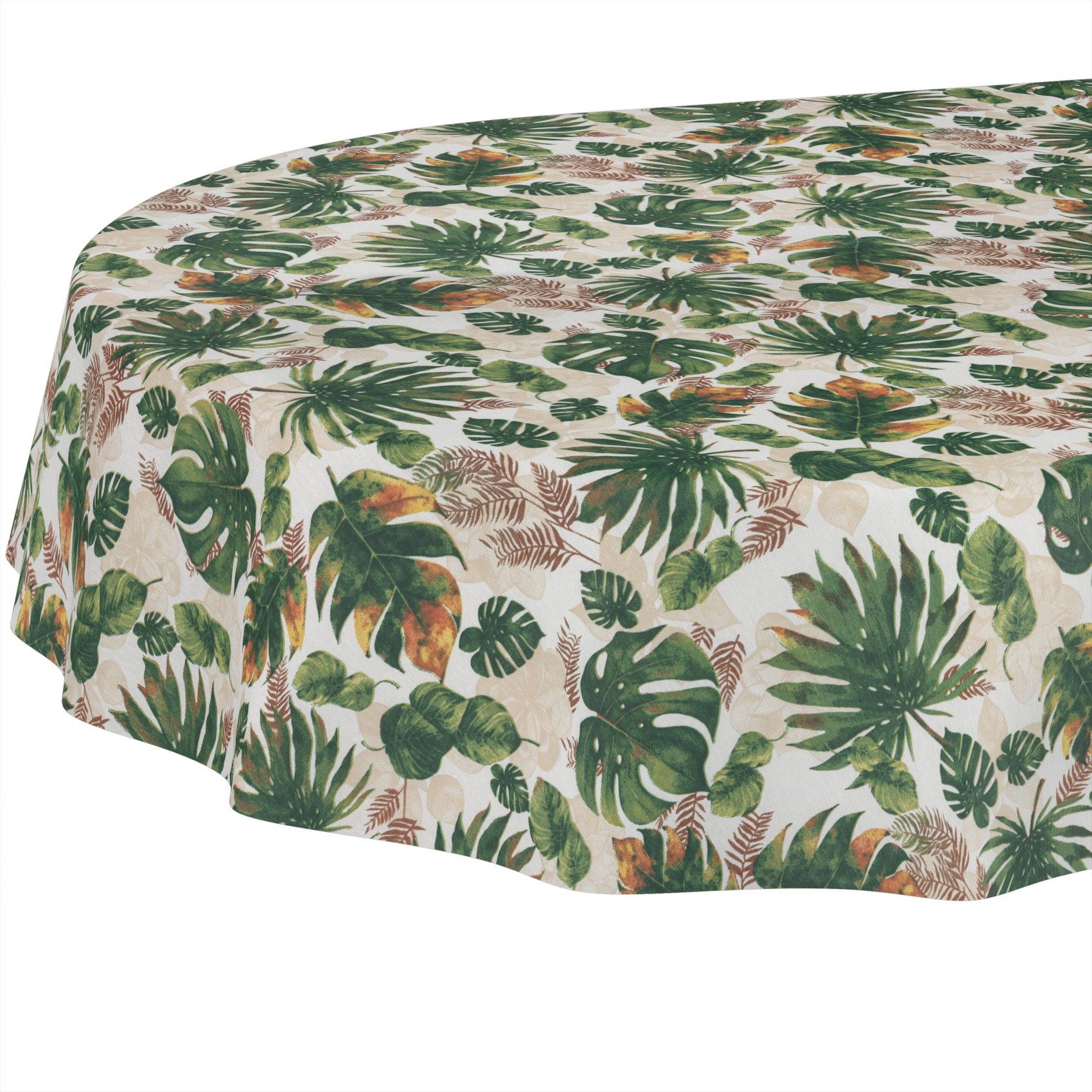 ANRO Tischdecke abwaschbar Tischtuch Baumwolle Polyester wasserabweisend (Einzelstück 1-tlg), Schmutzabweisend Aquarell Dunkelgrün Oval 160x140cm