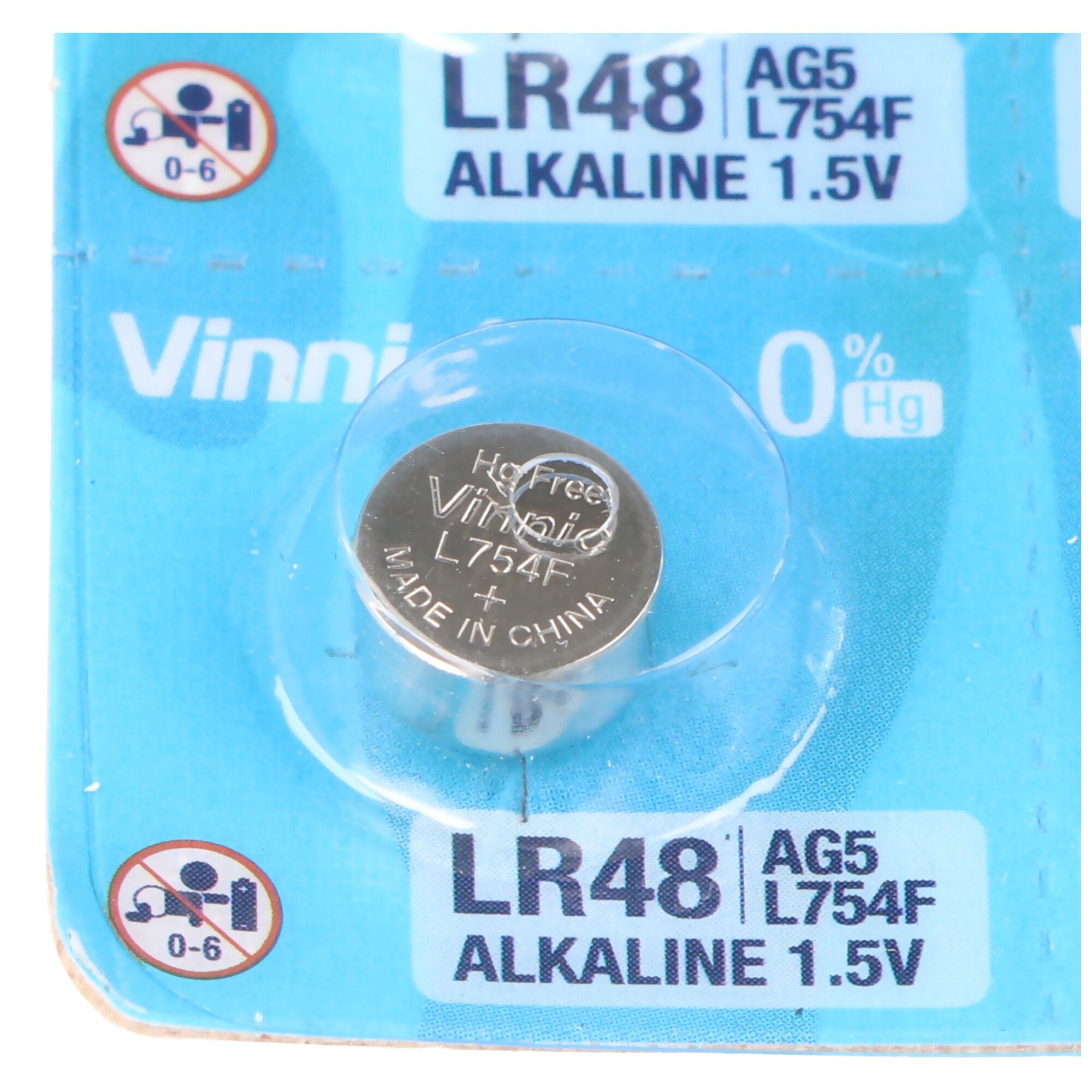 48, G5, mini 5, Stück Vinnic LR754 VINNIC Knopfzellen LR48 Alk AG5, LR AG Knopfzelle 10