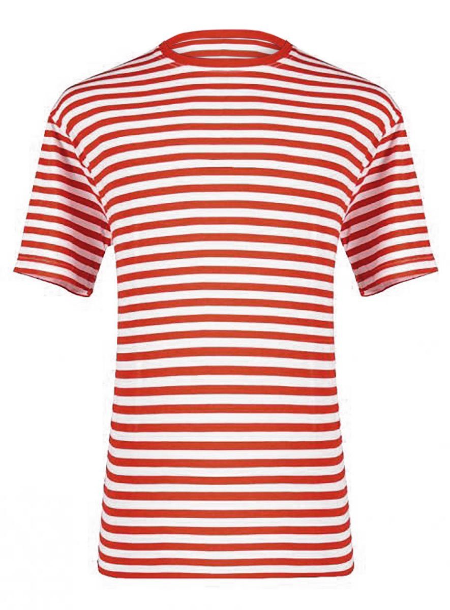 thetru T-Shirt Herren Ringelshirt kurzarm rot-weiß – alltagstaugl Gestreift günstig online kaufen