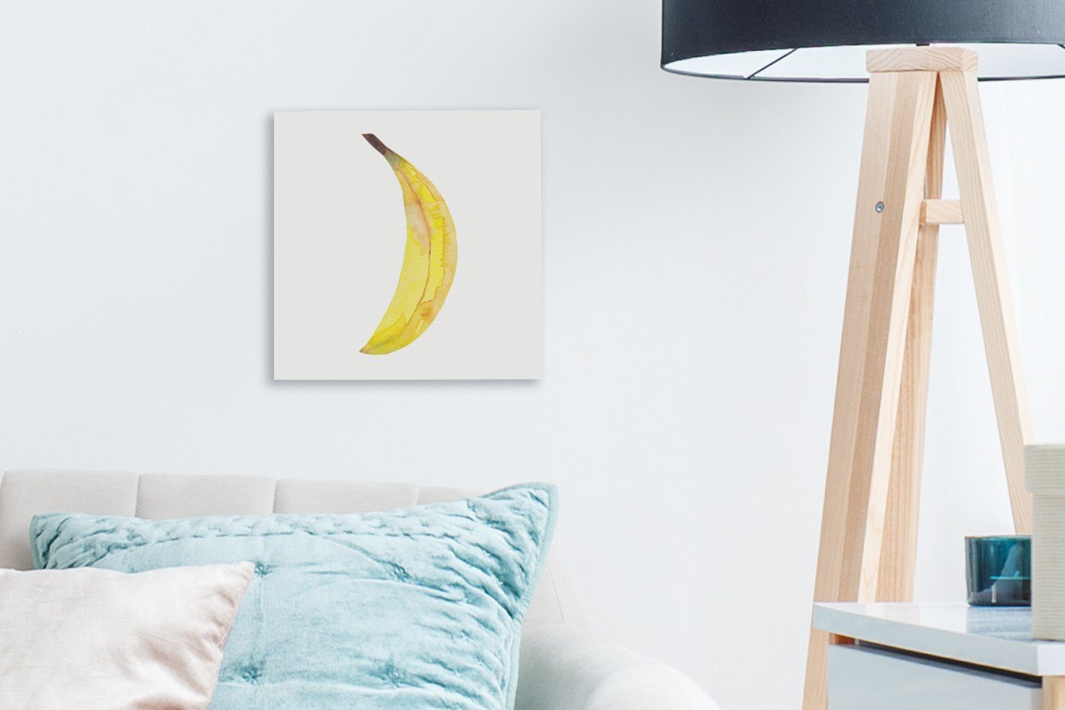 Weiß, - Bilder (1 Schlafzimmer Aquarell - Leinwand St), Wohnzimmer Leinwandbild für Banane OneMillionCanvasses®