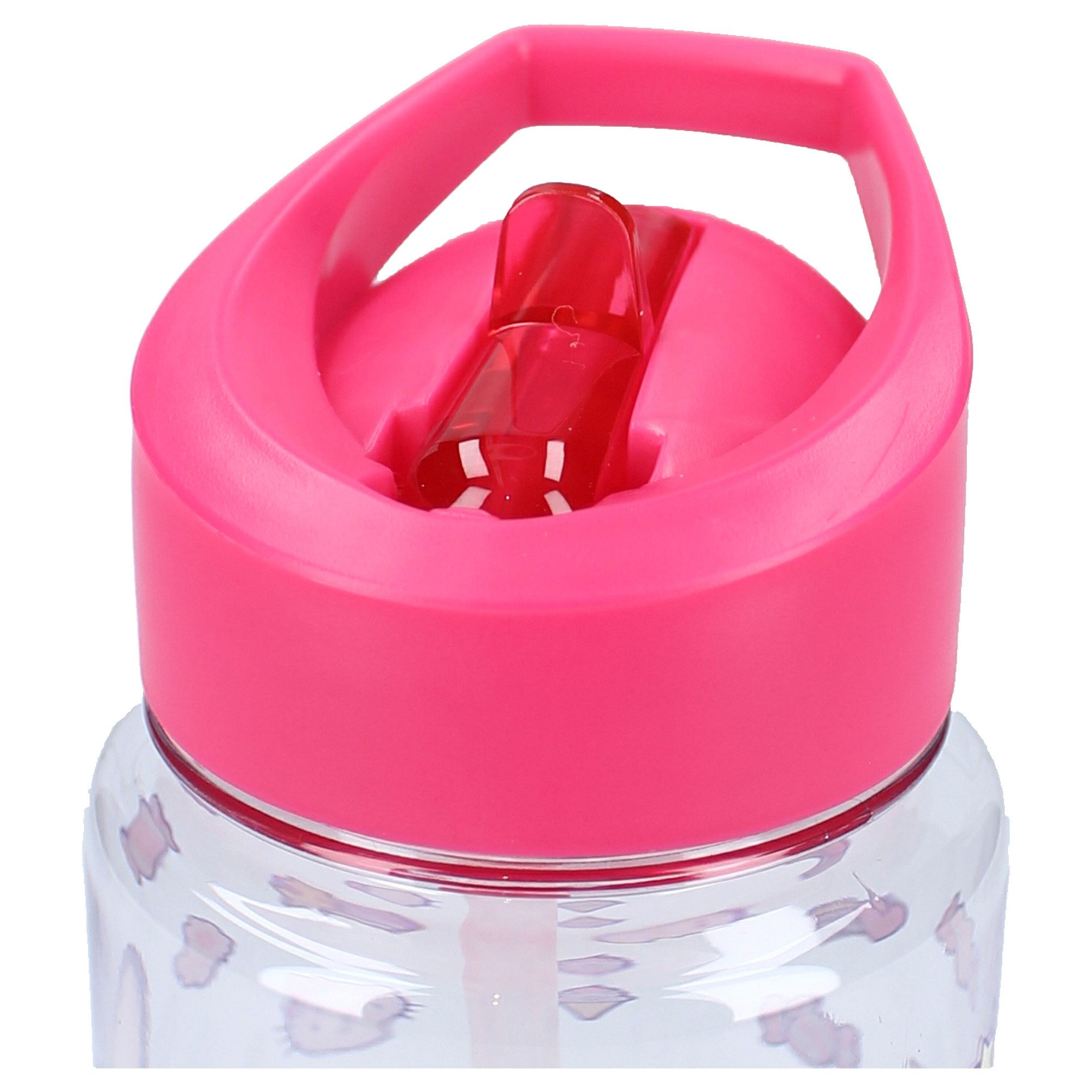 Hello Kitty Trinkflasche „Drink Up“ Trinkflasche Mit Strohhalm und pinkem Henkel